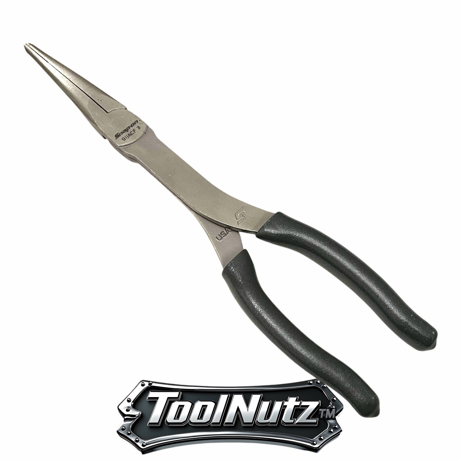 Snap-on Tools NEW 911ACFDT 11″in. GRAY Soft Grip Rounded Jaw Needle Nose Pliers