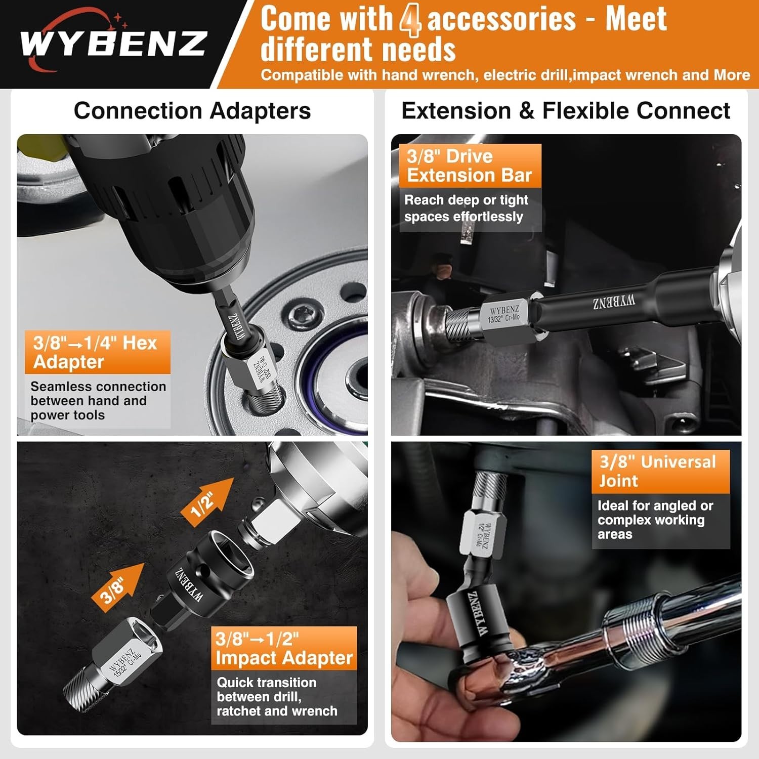 High-Quality 17-Pcs Bolt Extractor Set with Multi-Spline Design and Adapters