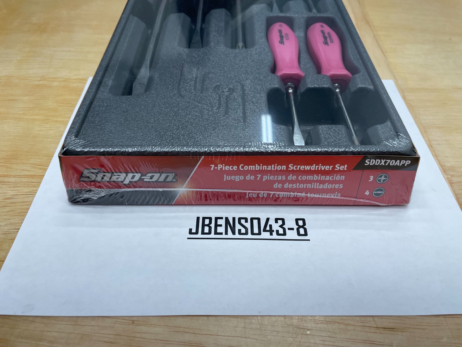 Snap-on Tools NEW 7pc PEARL PINK Hard Grip Combination Screwdriver Set SDDX70APP