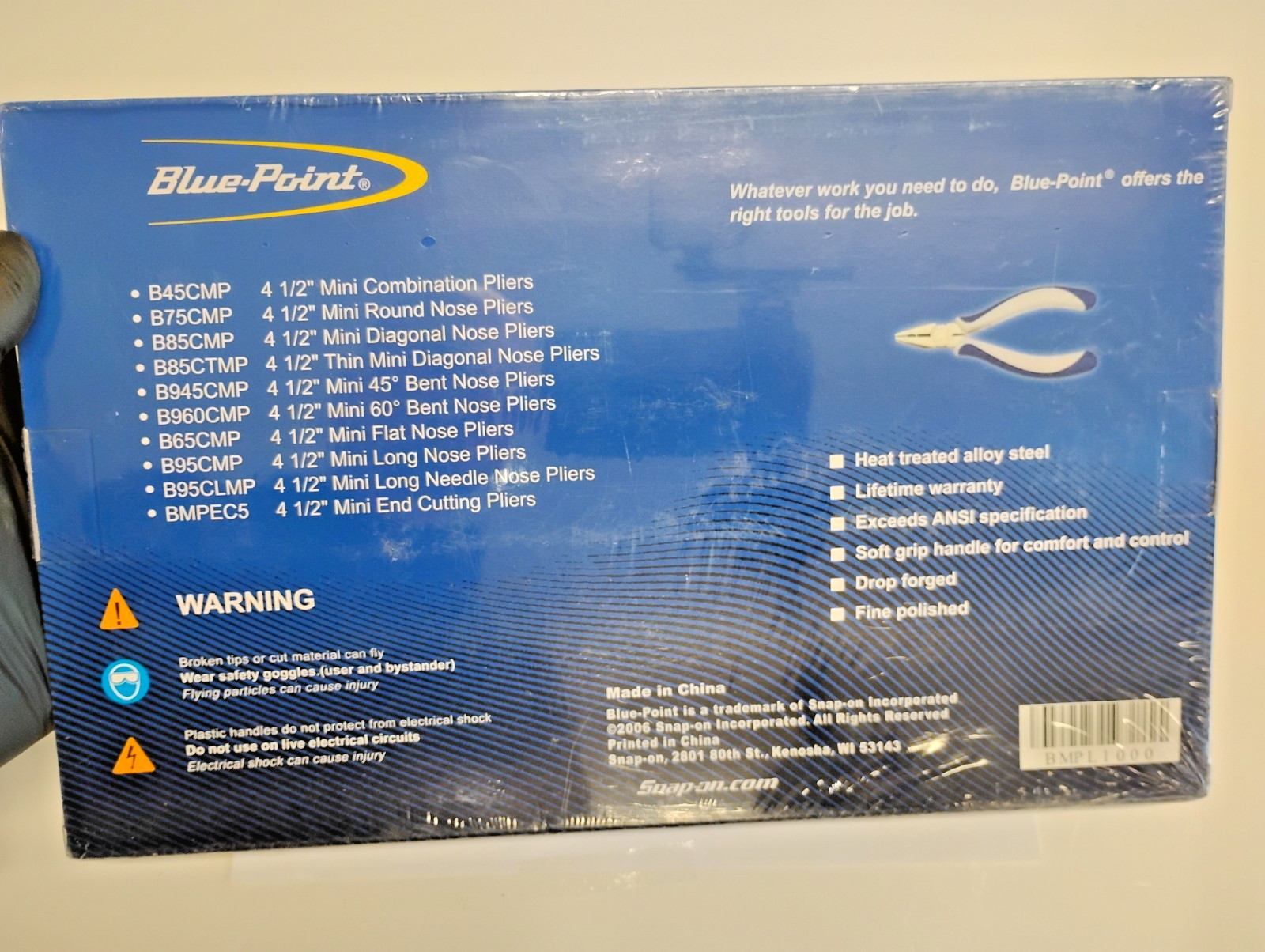 Blue Point Tools BMPL1000 NEW Miniature Cutter & Plier Set 10PC Blue/Grey