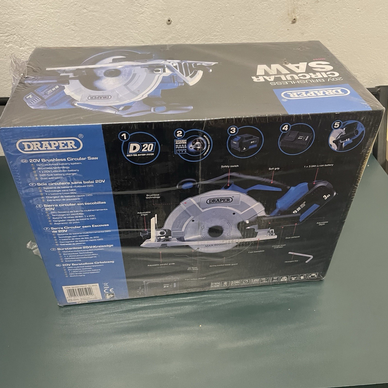 Draper D20 20V Brushless Circular Saw 3Ah Battery And Fast Charger – 00594