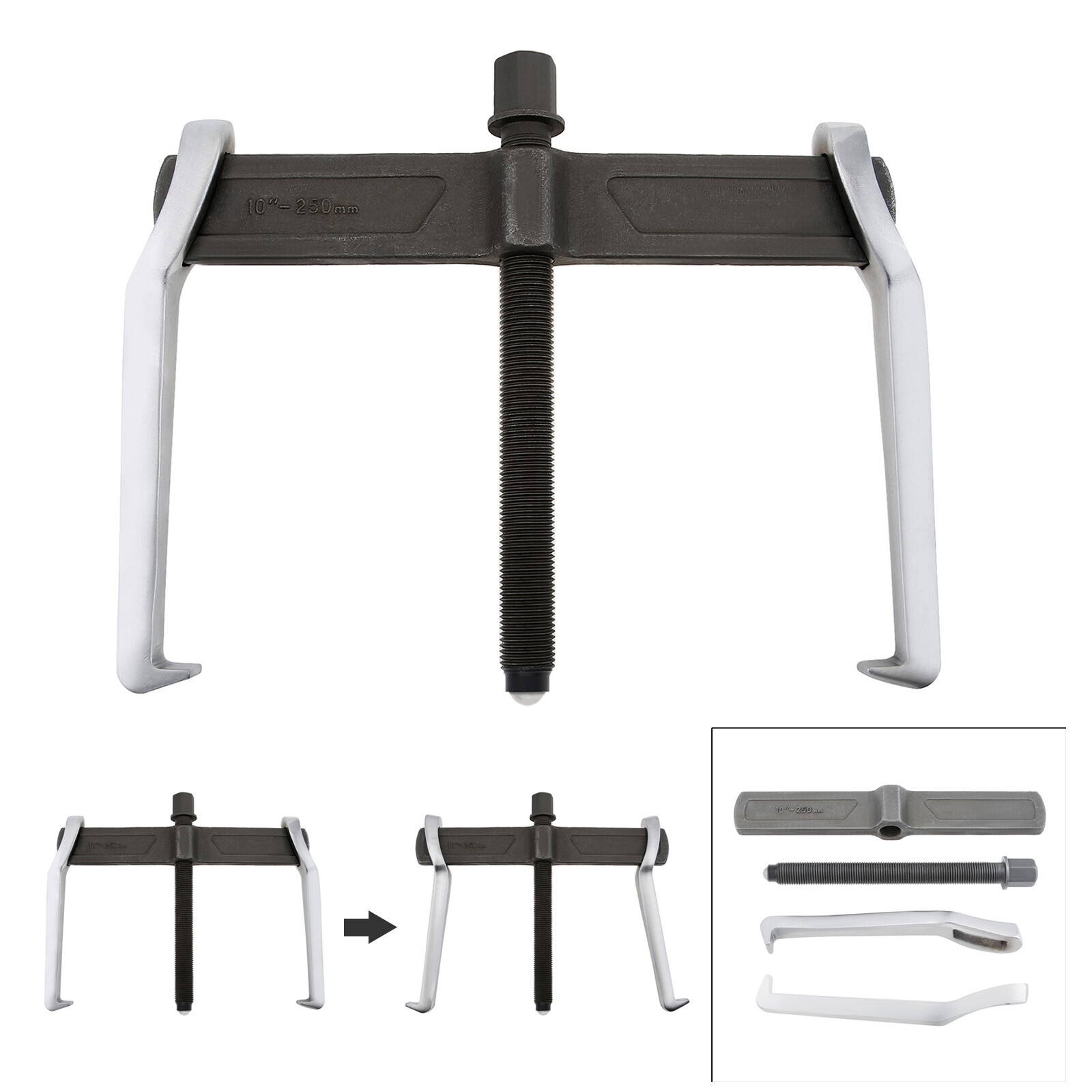 10inch 250mm 2 Jaw Gear Puller Adjustable Bearing Pulley Flywheels Removal Tool