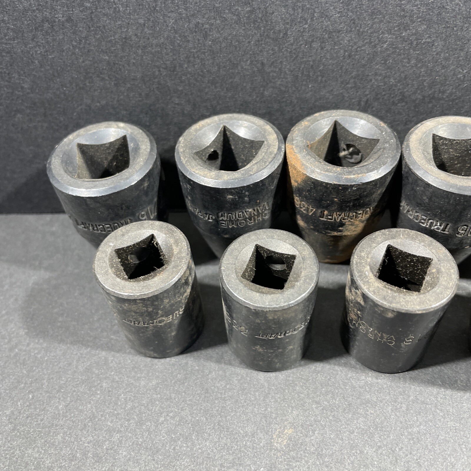 11- Truecraft Impact Sockets, 7/16” 13mm 9/16” 11/16”, 1/2 & 3/8 Drive, 6 Point
