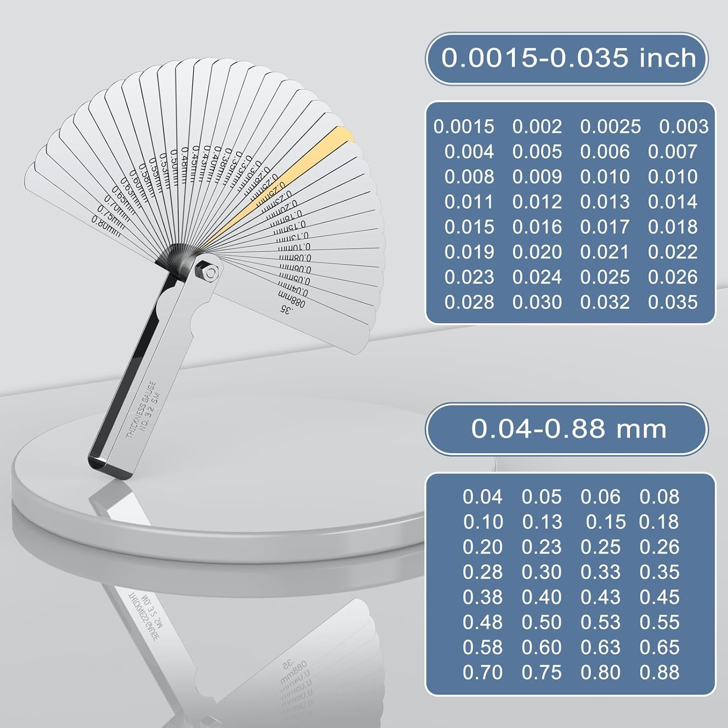 32 Blades Feeler Gauge Set for Precision Measurement of Gaps and Thicknesses