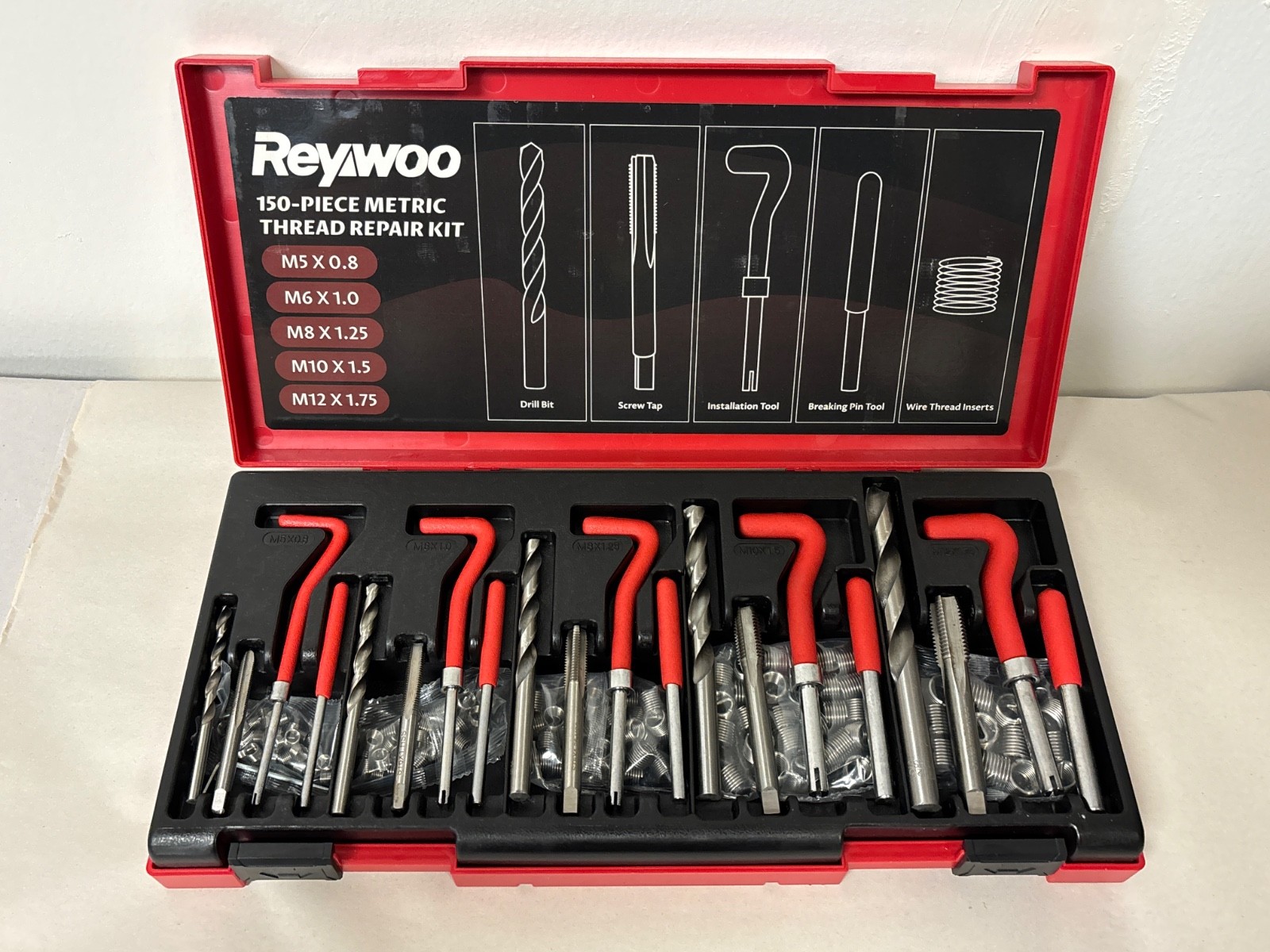 Reywoo – Metric Thread Repair Kit M5 M6 M8 M10 M12 150Pcs