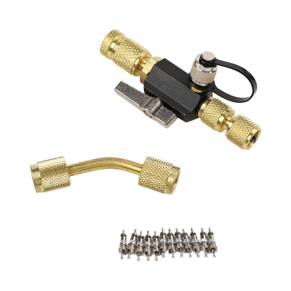 HVAC Valve Core Removal Tool Set with 14 SAE Extension and Multiple Valve Sizes