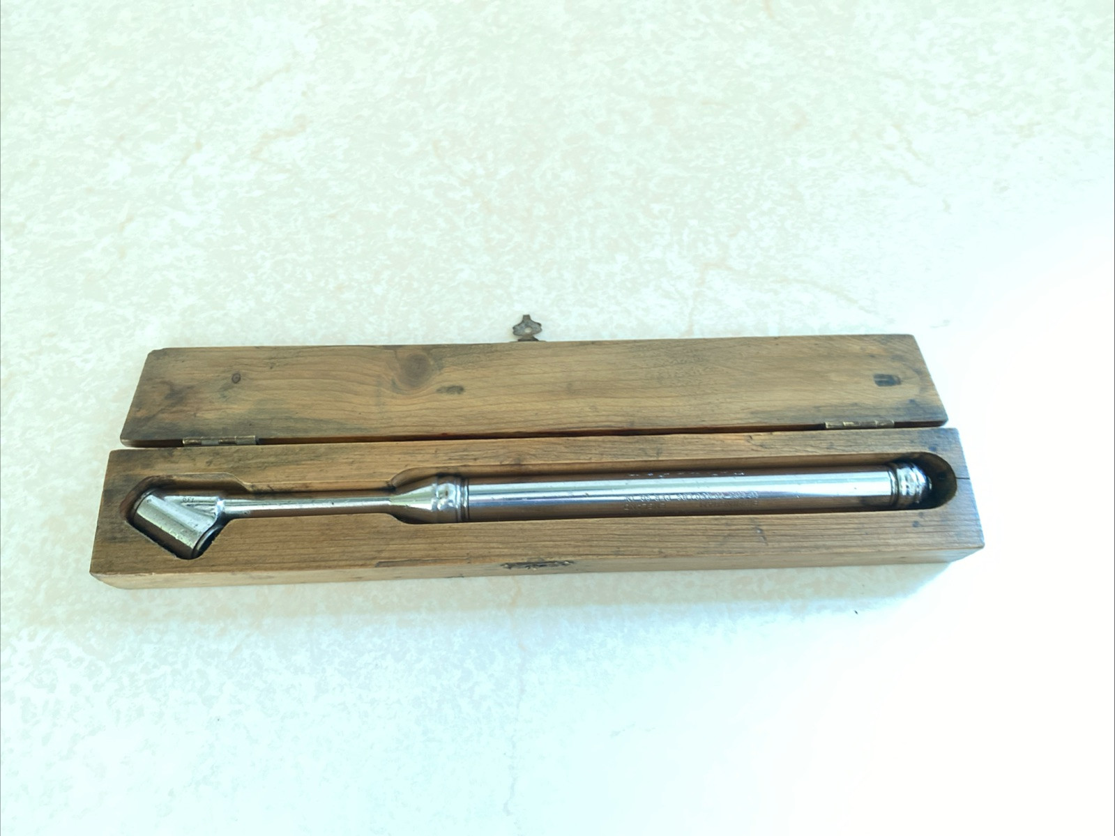 Schrader Service Tyre Gauge In Original Wooden Case Vintage Tool Classic Car