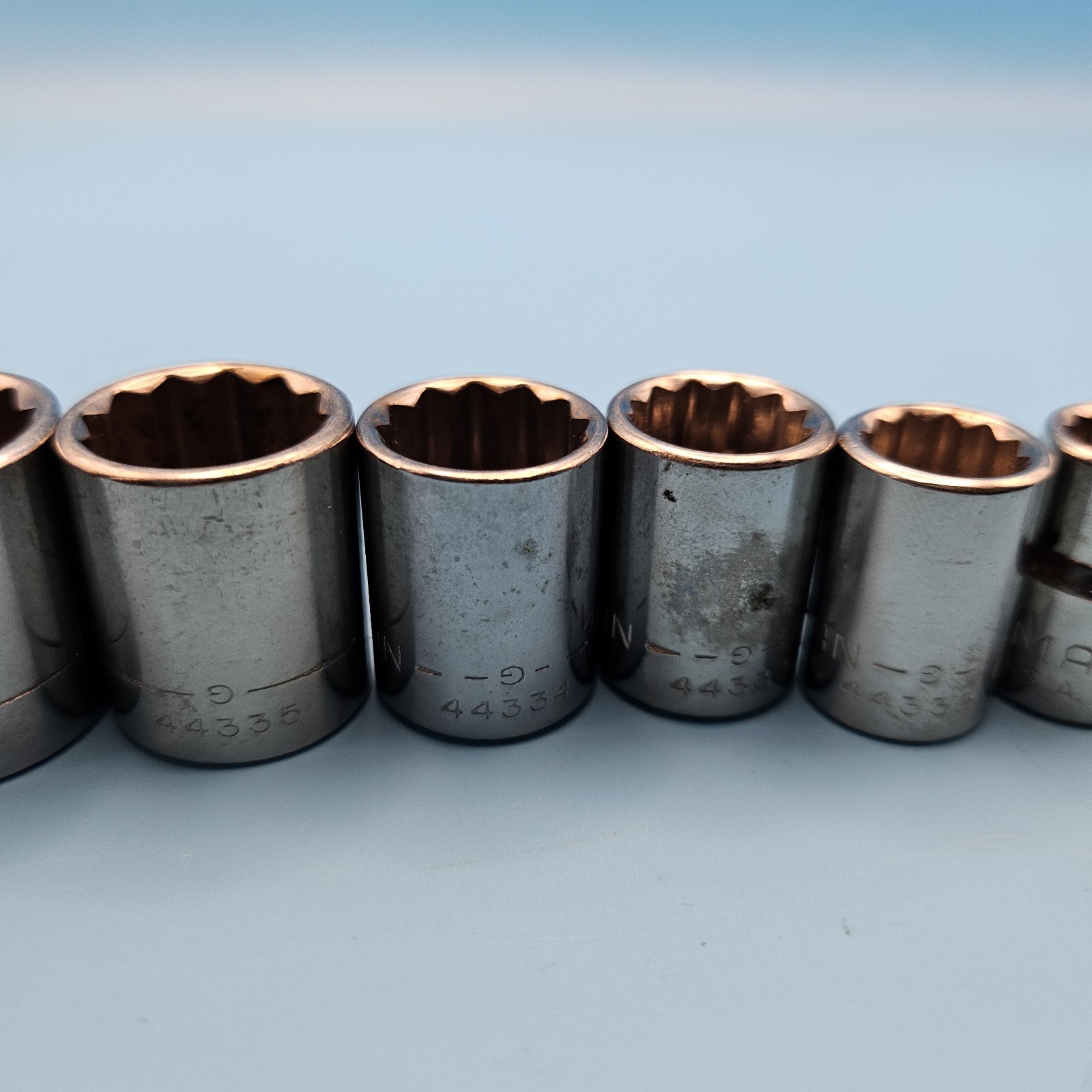 Craftsman 3/8” Drive 9pc, 12pt SAE Shallow Socket Set 1/4” – 3/4″ VTG USA G & G1