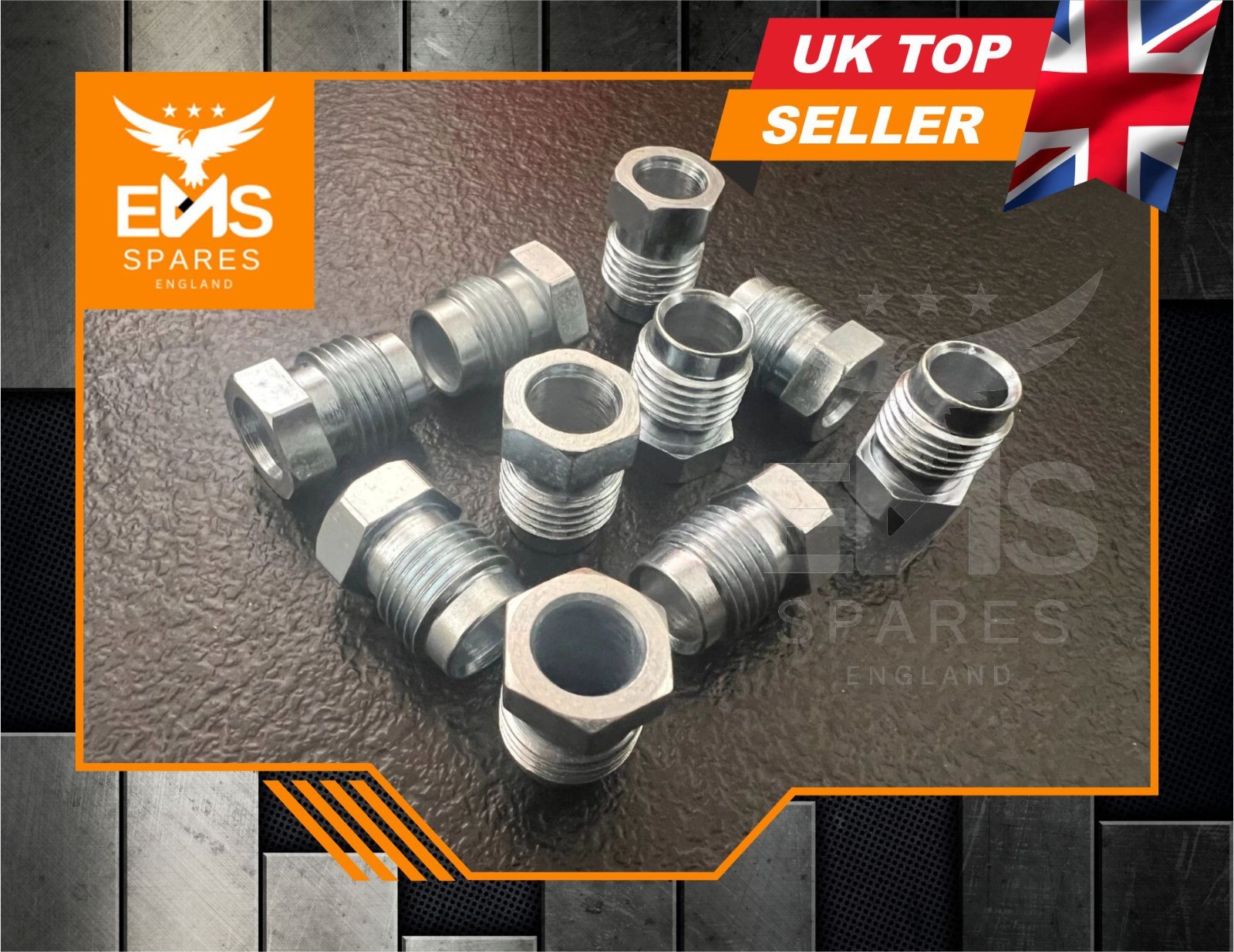 Brake Pipe Male Union Fittings 1/2″ x 20 UNF for 5/16″ Pipe Thread Steel – 10x