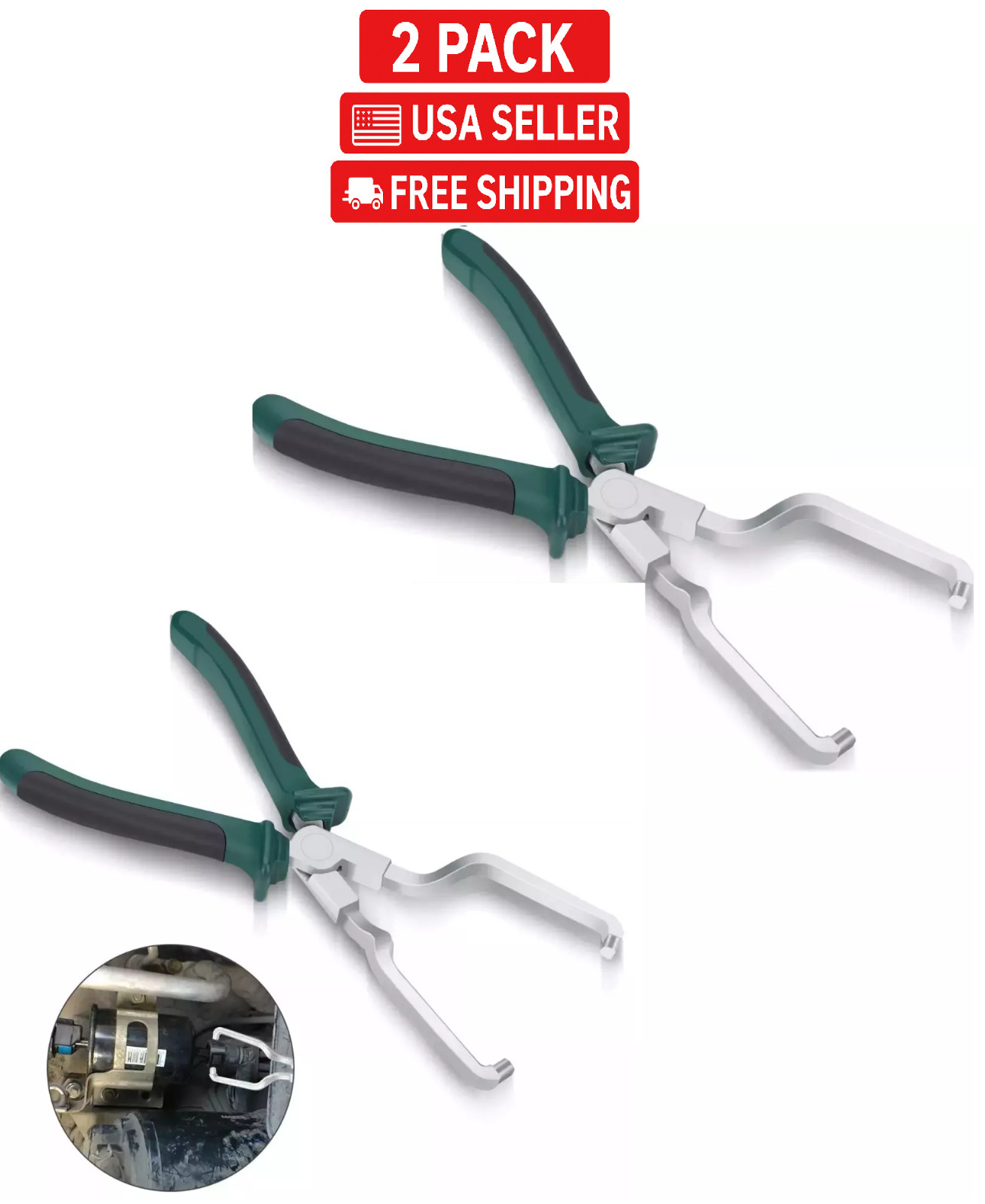 9Inch Electrical Disconnect Pliers Fuel Line Clip Spark Plug Repair Tool_ 2-Pack