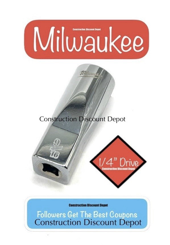 Milwaukee Tool 45-34-9021 1/4″ In. Drive 9/16″ SAE 6-Point Deep Socket