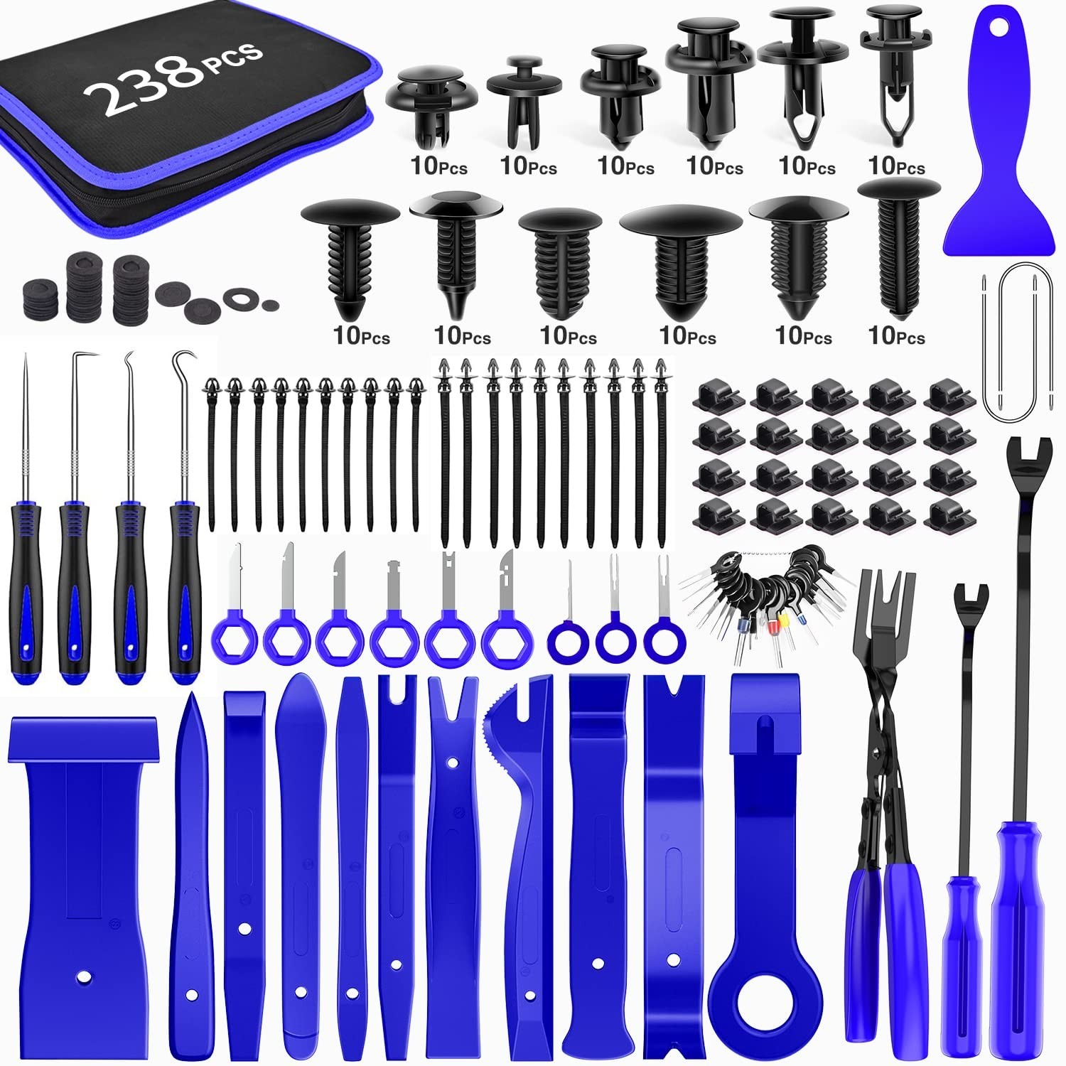 238Pcs Trim Removal Tool, Auto Push Pin Bumper Retainer Clip Set Fastener Ter…