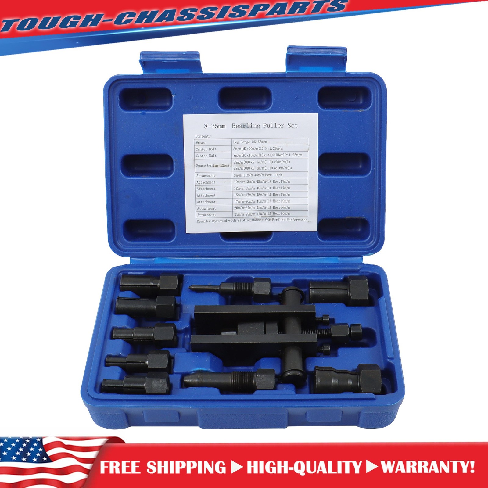 10 Pieces Motorcycle Inner Bearing disassembly Tool Set 8-25MM with Blue Box