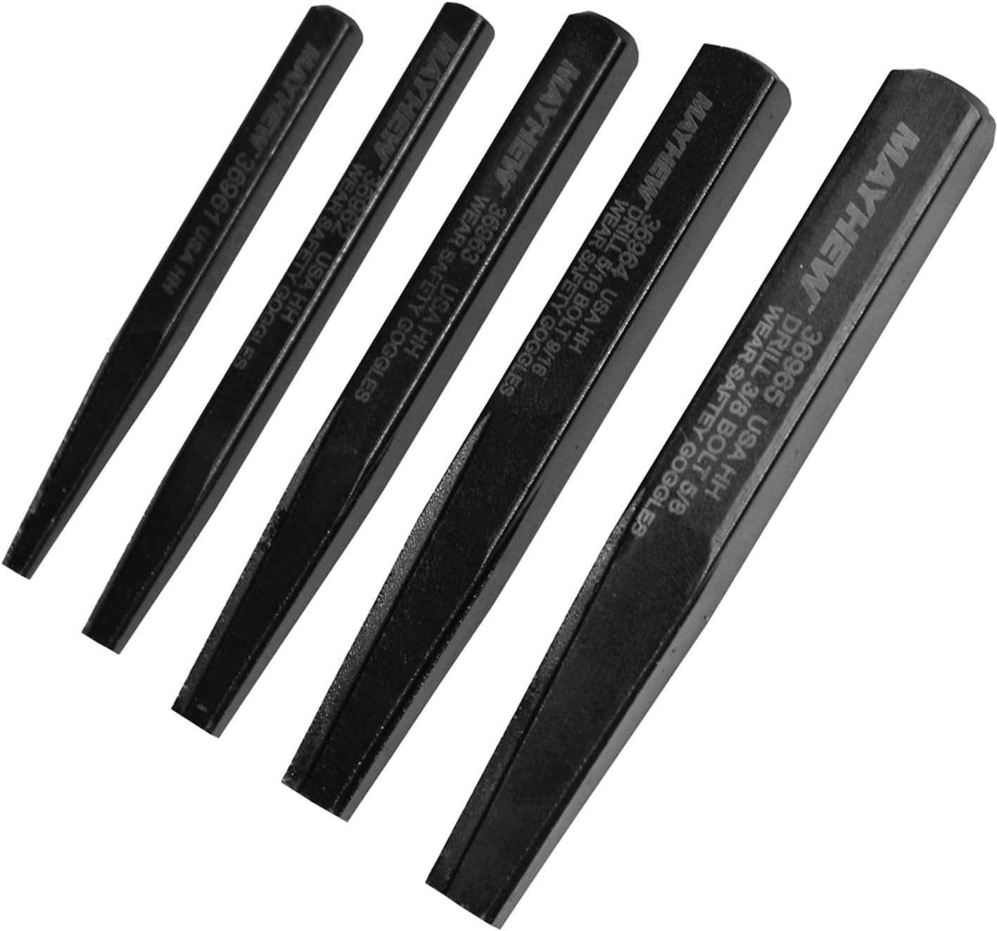 5-Piece Screw Extractor Set with Rust-Resistant Black Oxide Finish