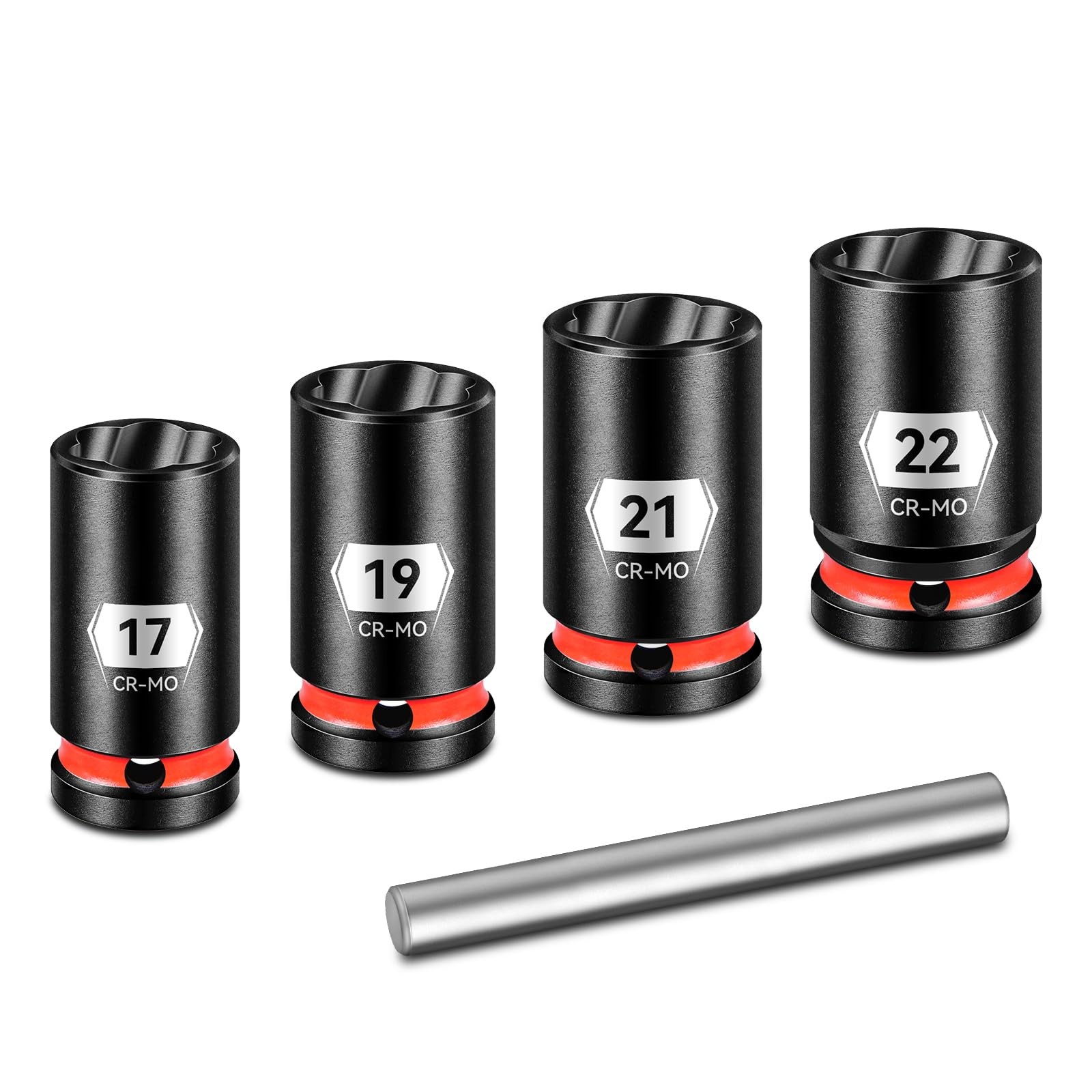 Extractor Tuercas Llantas 17 19 21 22mm Easy Out Saca Pernos 1/2″ Cr-M 4 PCS