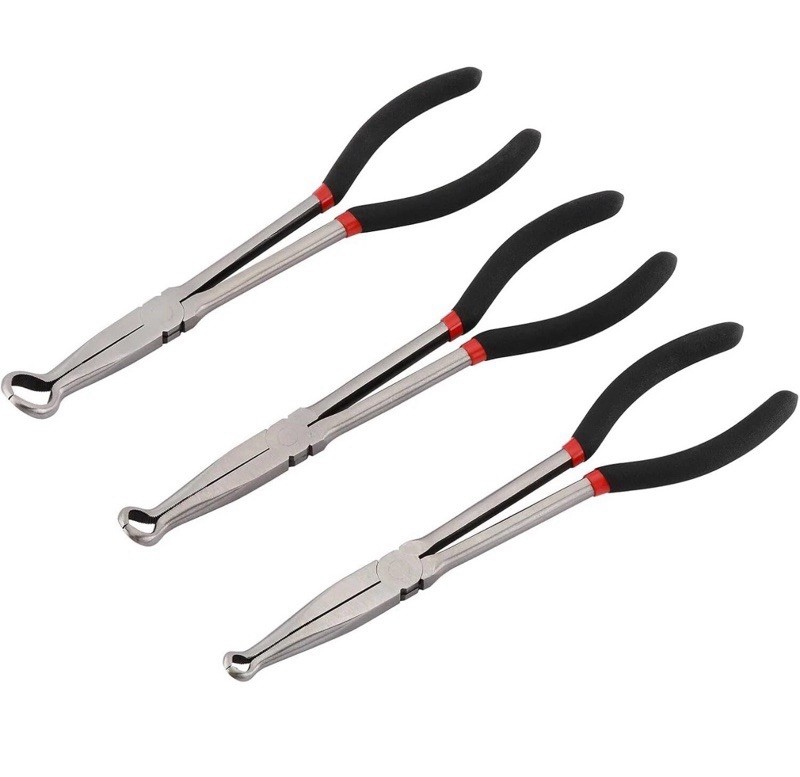 CASOMAN 3Pcs 11″ Hose Gripper Plier Set, Black & Red, 5/16-Inch, 1/2-Inch, 3/4-I