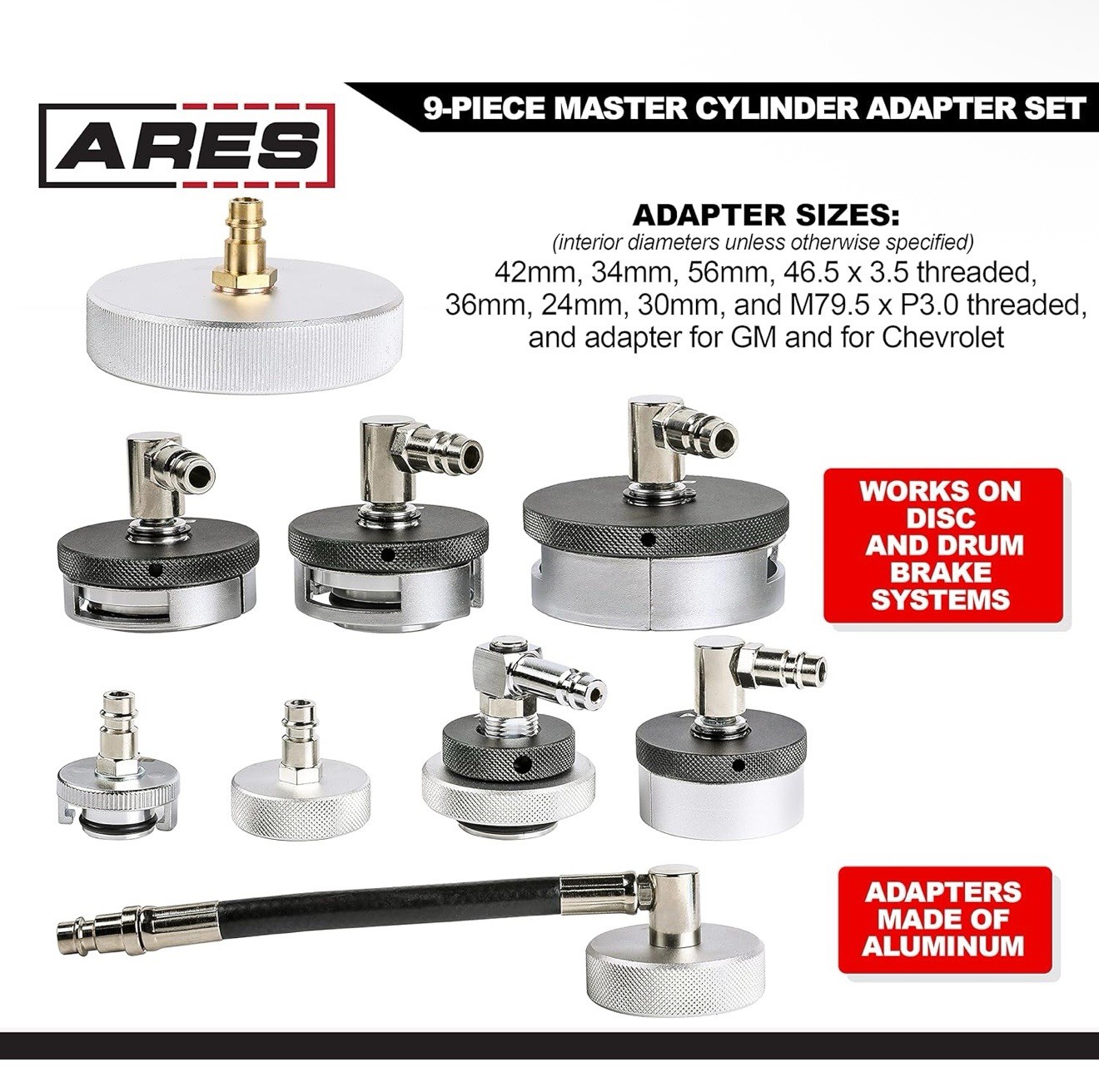 ARES 18038 9 Piece Master Cylinder Adapter Set – Included Adapters Brake Bleedin
