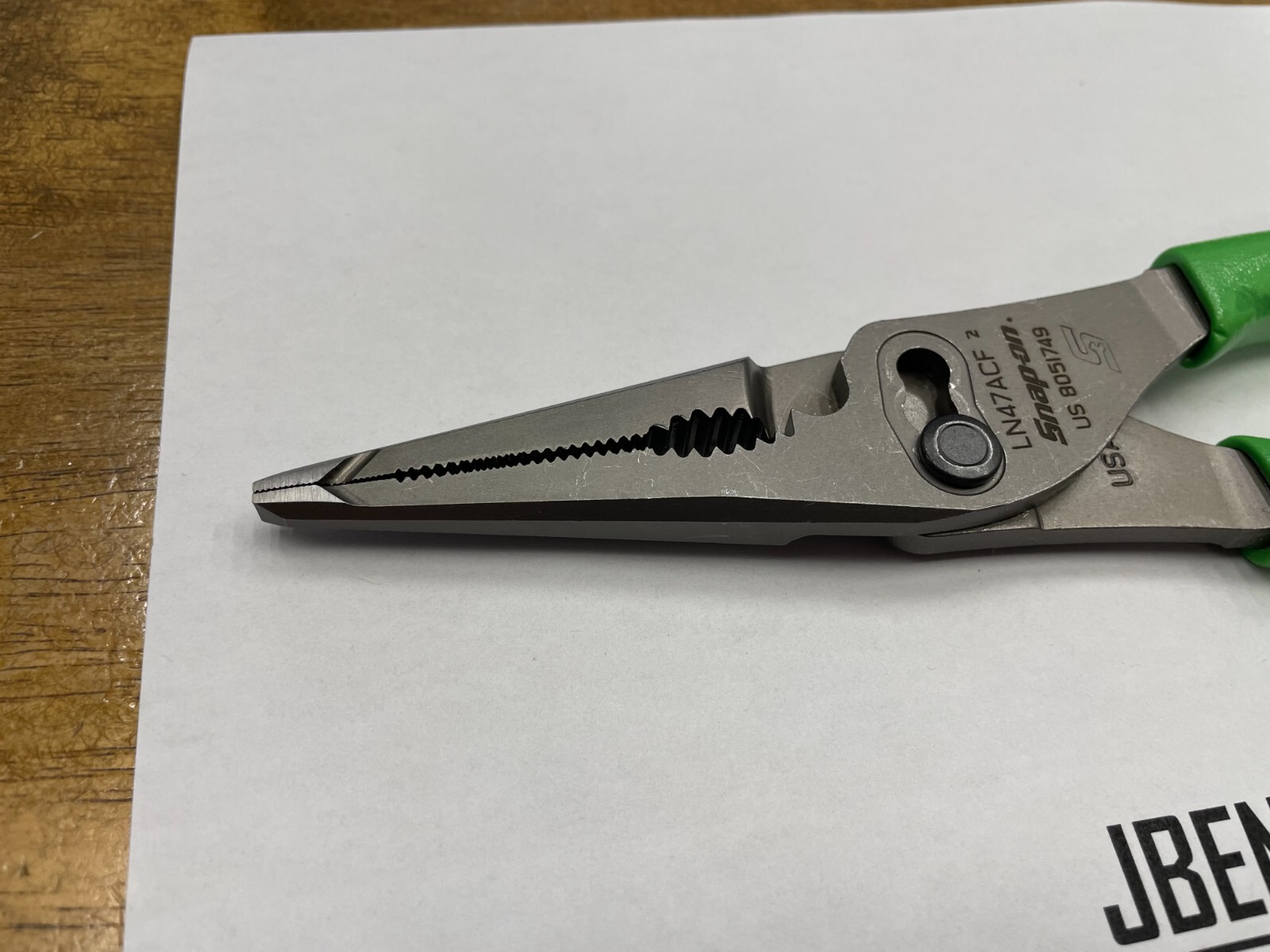 Snap-On Tools USA NEW GREEN 9″ Soft Grip Long Nose Slip Joint Pliers LN47ACFG
