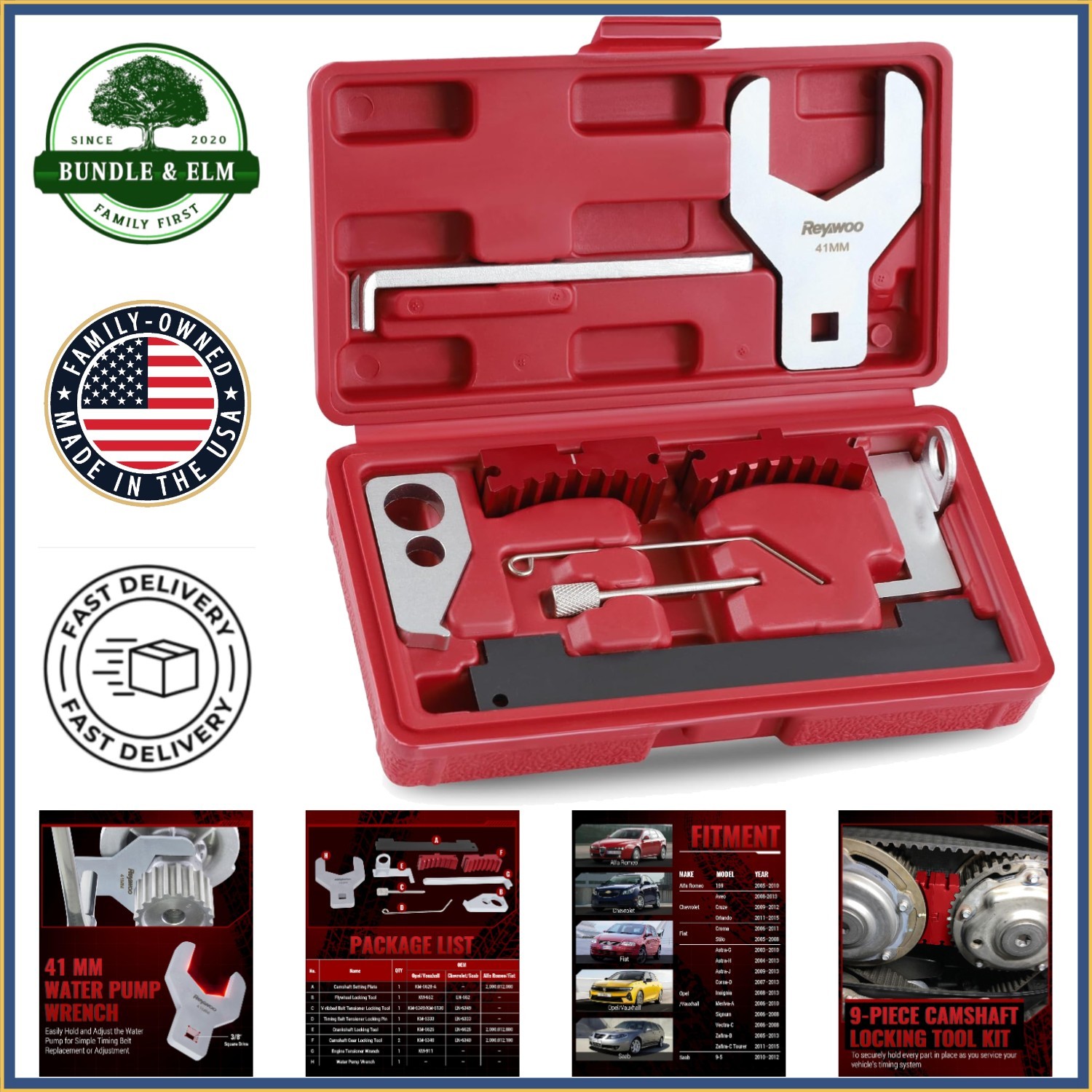 Complete Timing Tool Set with Camshaft Locking Tools and Water Pump Wrench