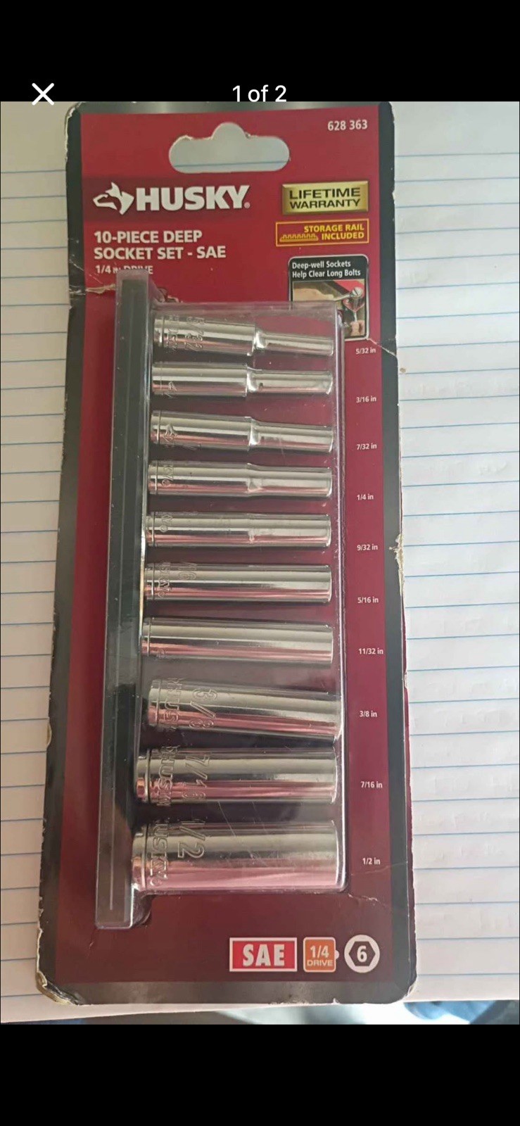 SAE Socket Set with Rail 10 Piece 1/4 In. Drive 6-Point Deep Well Chrome Finish