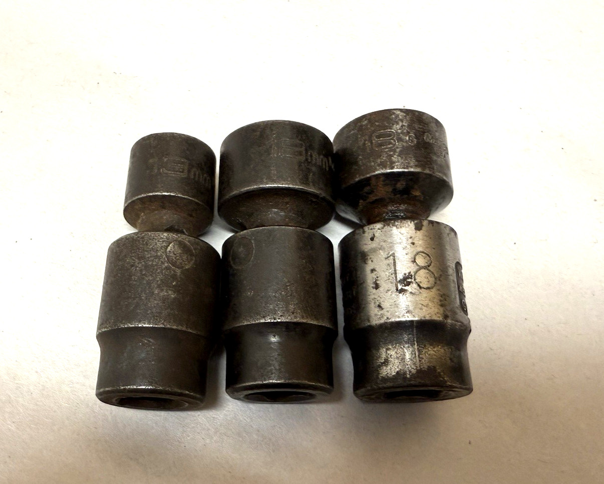 12 pc Lot Matco SAE & Metric Impact Universal Swivel Socket 3/8 & 1/2′ Drive