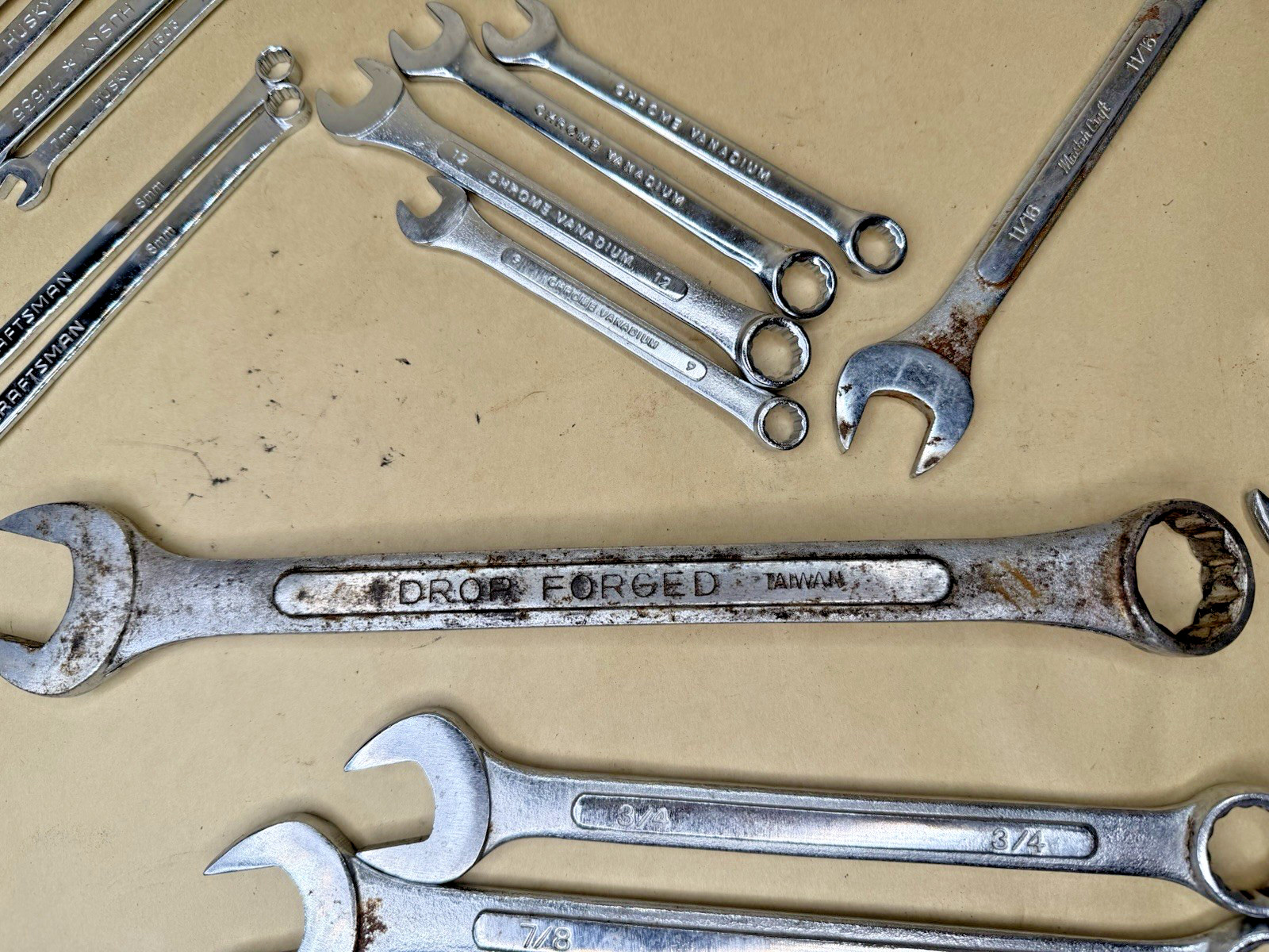28 Pc Mixed Wrench Tool Lot Husky Craftsman Stanley Mastercraft Hyper Tough Chro