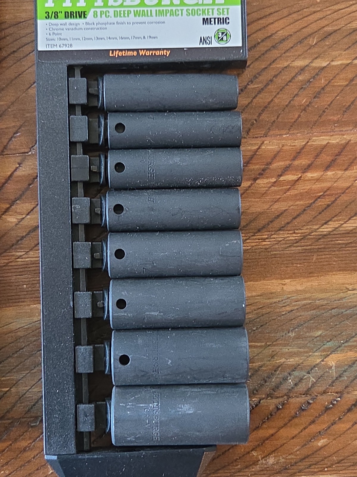 16 PC PITTSBURG 3/8″ DRIVE DEEP WALL IMPACT SOCKET SET. 67910&67928. PRE-OWNED