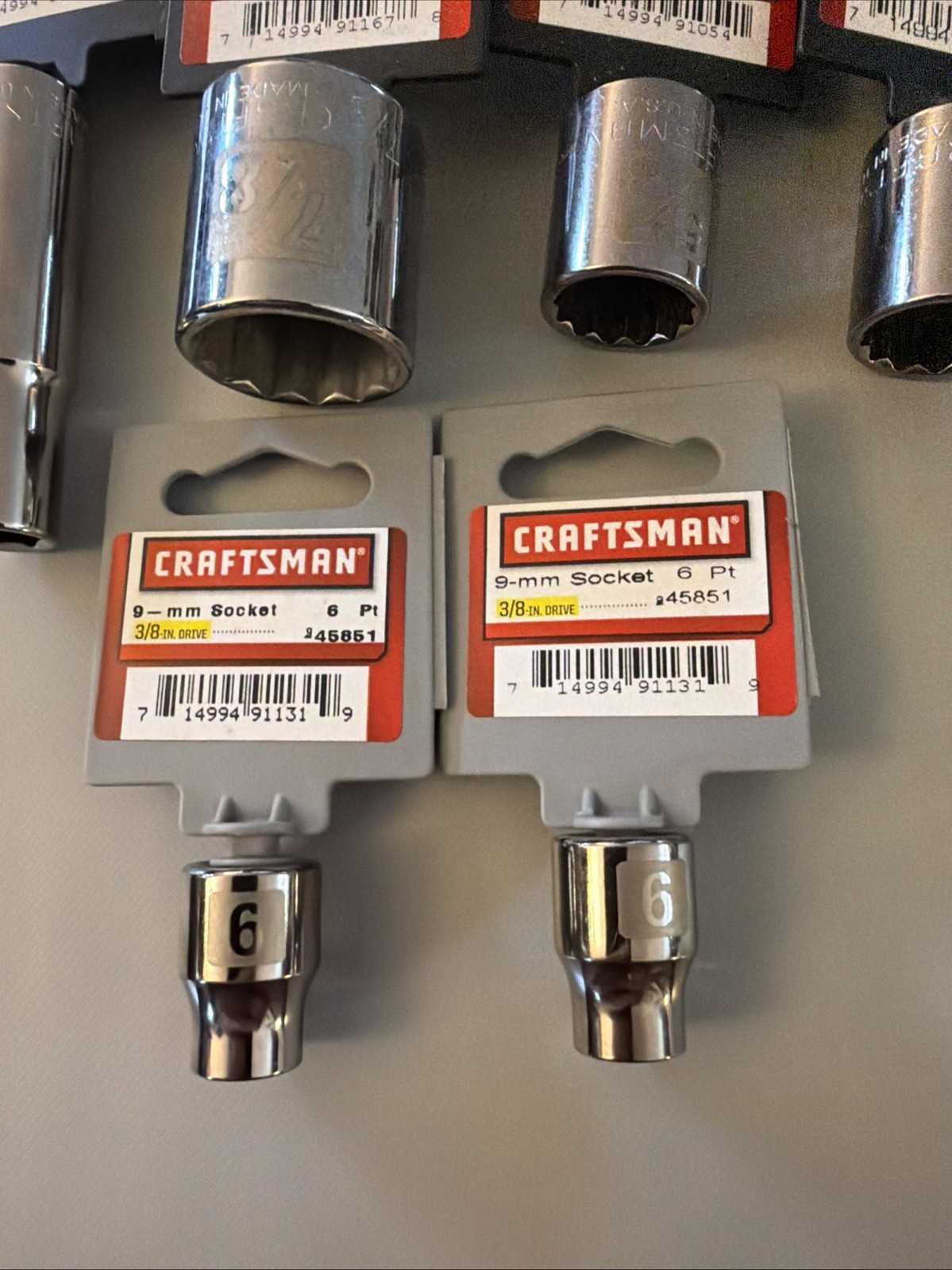 6 Craftsman Easy-Read 3/8Drive 1X-3/deep-45835 1X-7/8-45903 2X 5/8-34636 2X 6MM