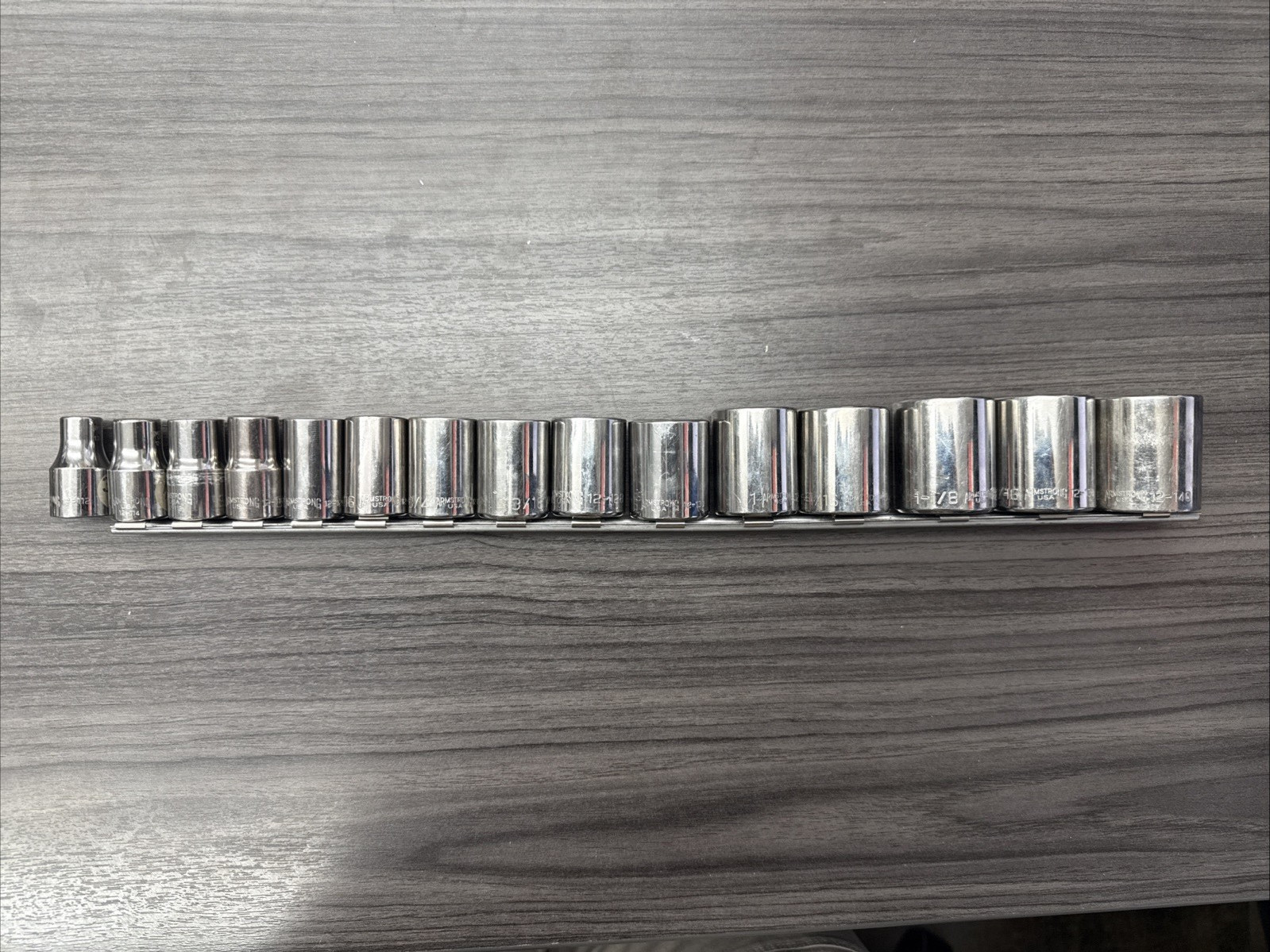 Armstrong 1/2 Inch Drive SAE 12pt Socket Set USA GMTK – 15 Sockets!