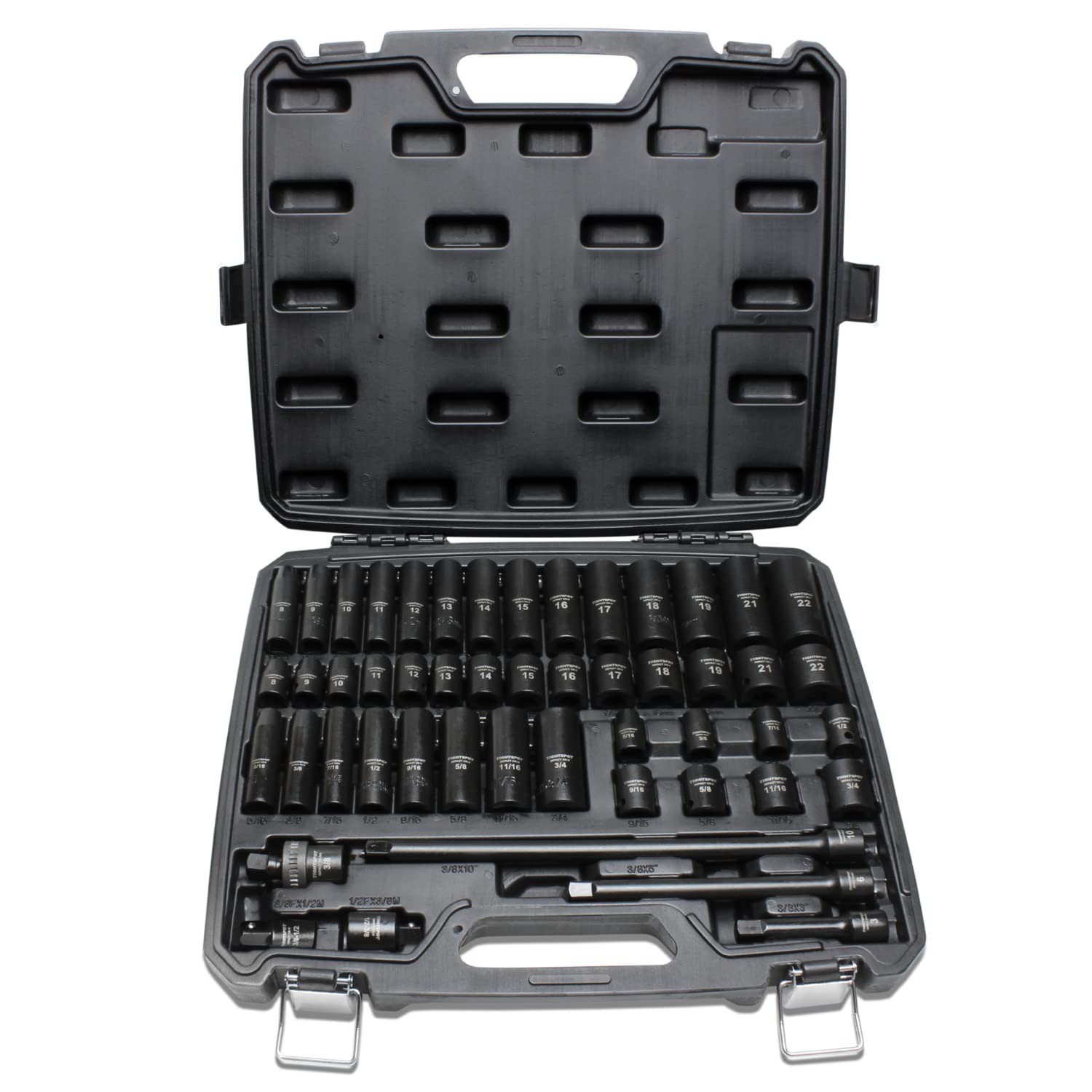50pc Impact Socket Set 3/8″ Drive – SAE & Metric Standard/Deep Sockets, Extensio