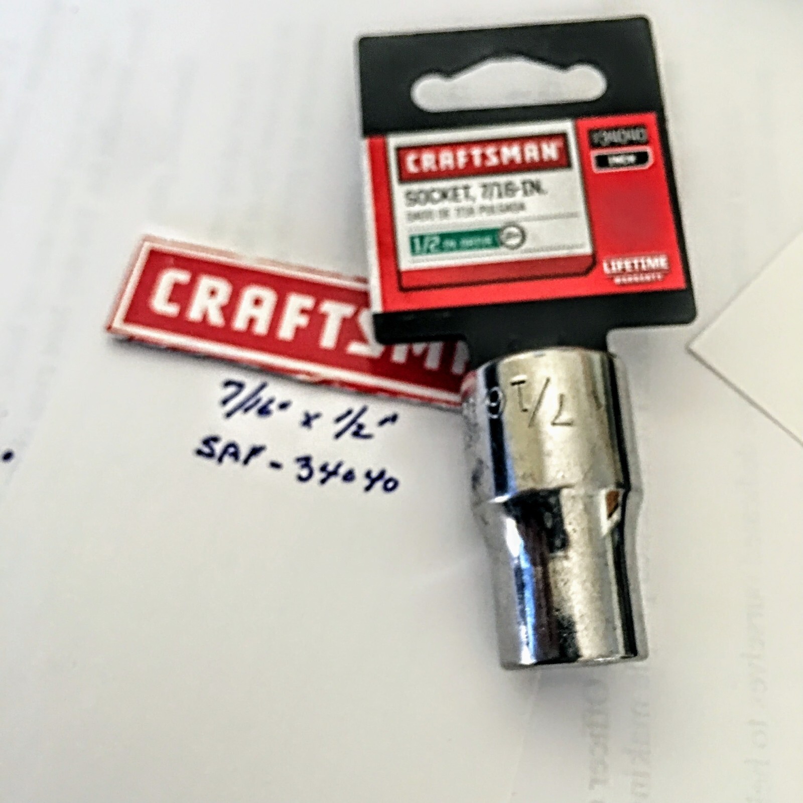 Craftsman 7/16″ x 1/2″ Dr Socket – S-AF 34040 – 12 Point Free USA Shipping