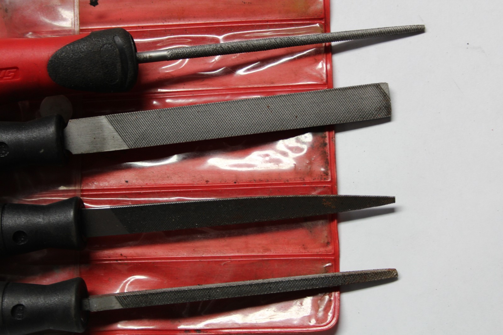 SNAP-ON TOOLS 4 pc RED/BLACK Grip Handle Miniature Key File Set