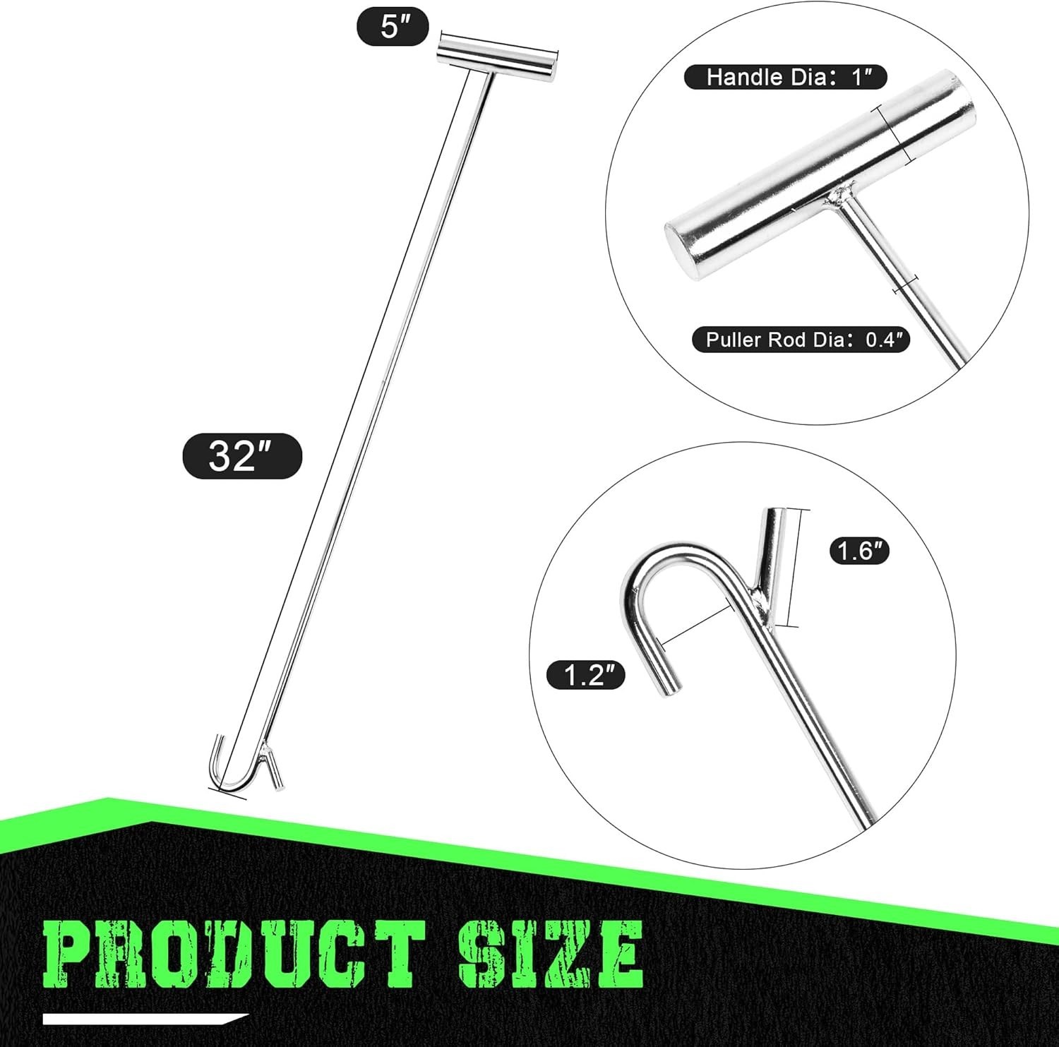 5Th Wheel Pin Puller, 32″ Solid Steel Chrome Plated 5Th Wheel Puller Hook, Heavy