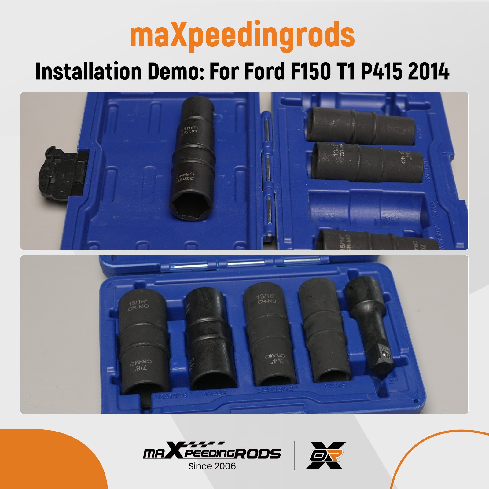 1/2″ Flip Socket Set Impact 5PC Dual Sided 17mm-22mm 3/4″ 7/8″ 13/16″ 15/16″