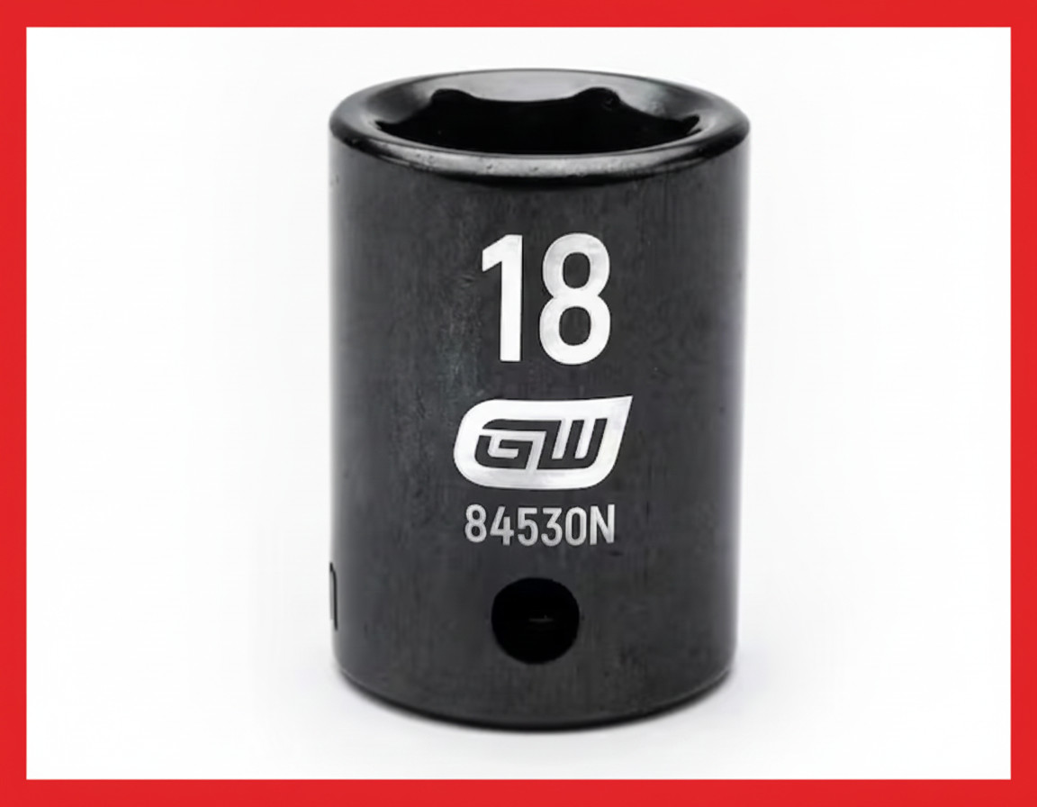 1/2 In. Drive 6 Point Metric Standard Impact Socket 18 Mm
