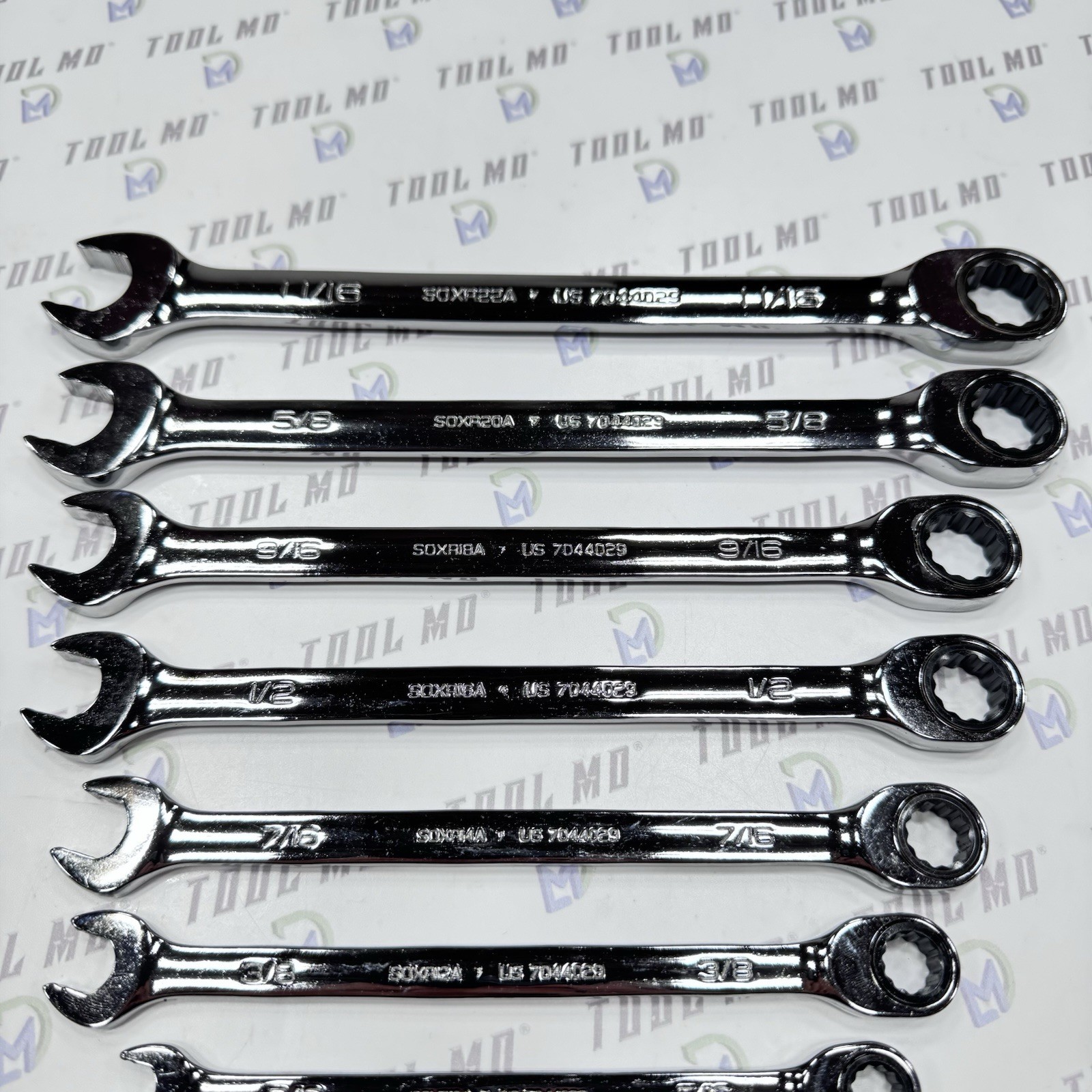 Snap-on Tools USA NEW 8pc SAE 0° Non-Reversing Ratcheting Wrench Set SOXR01FBRA