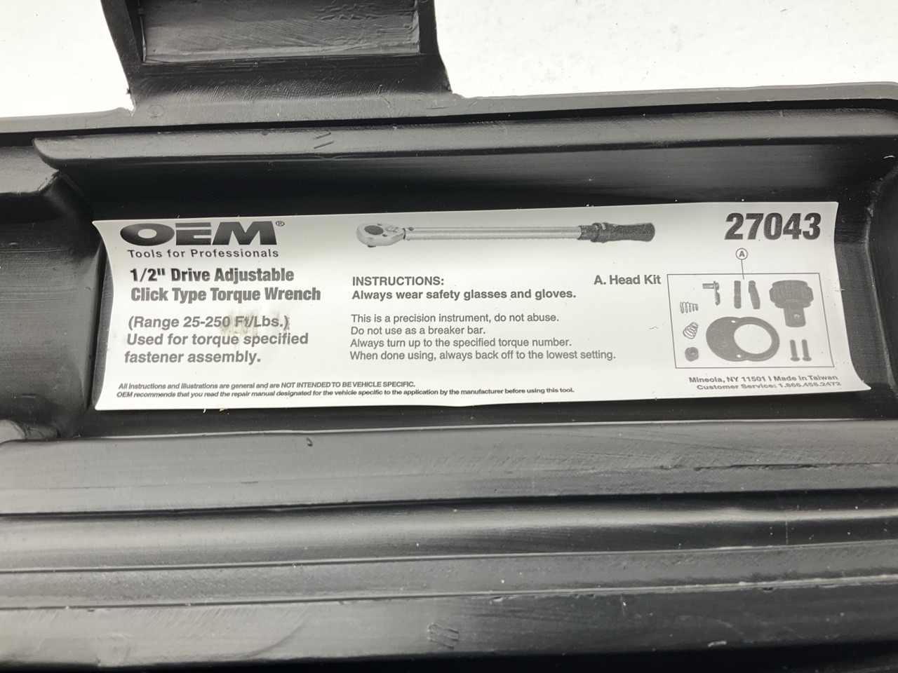 USED #27 – OEM Tools 1/2″ Drive Click Type Torque Wrench (30-250 Ft Lb)