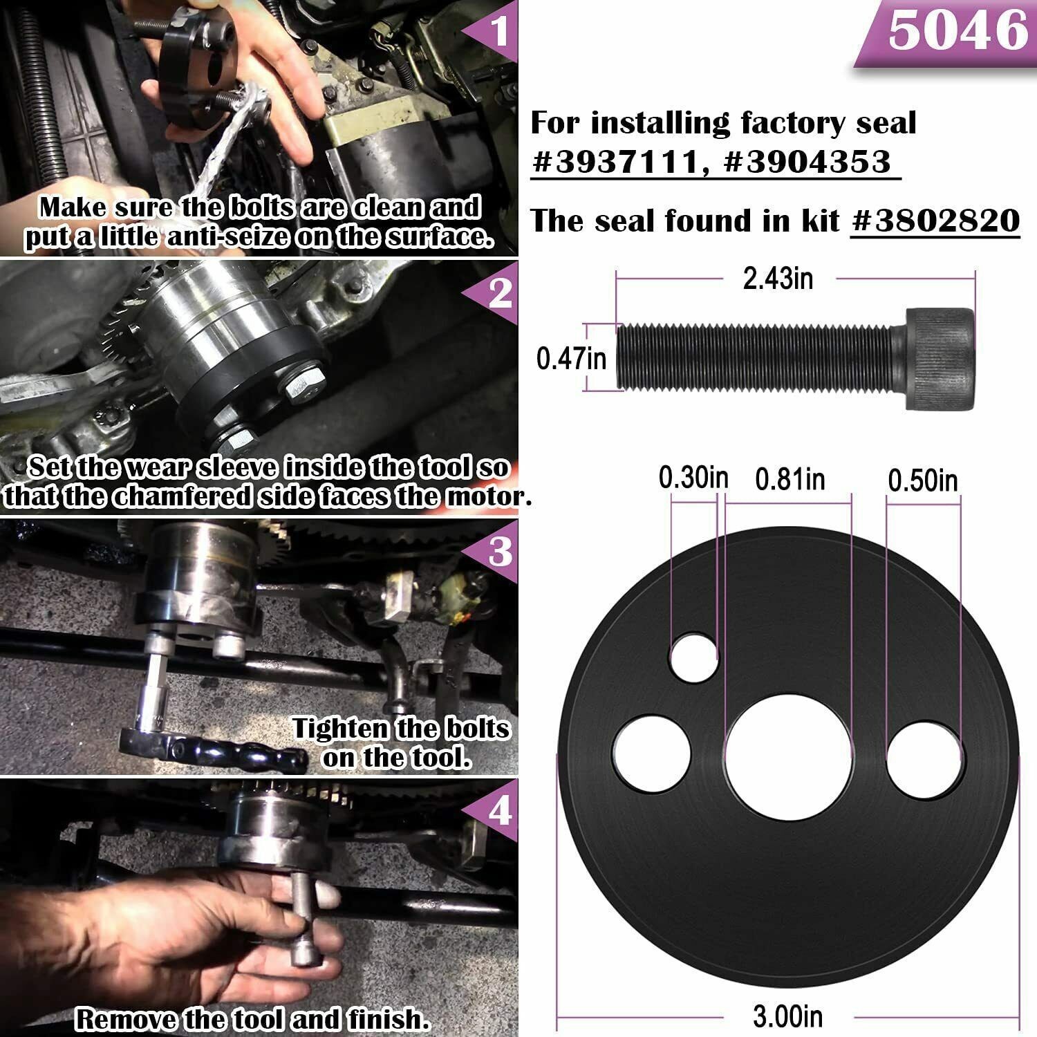 Front & Rear Crankshaft Seal Remover & Installer Tool For Cummins 3.9L 5.9L 6.7L