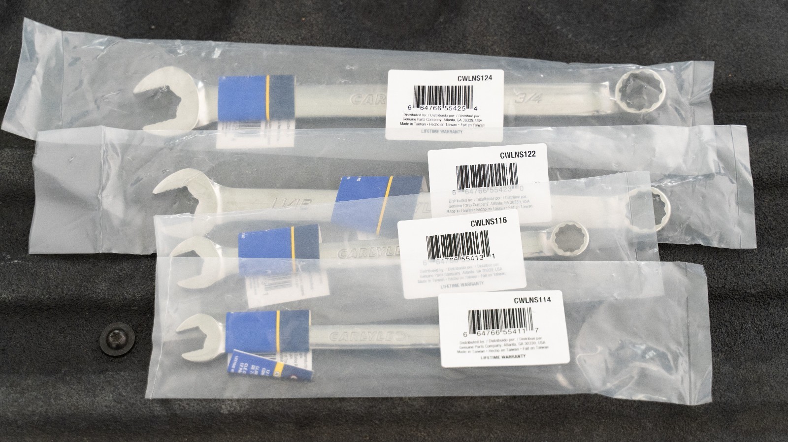 Carlyle 4 Pc Long SAE Combination Wrench Set 7/16 1/2 11/16 3/4 12 Point NEW!