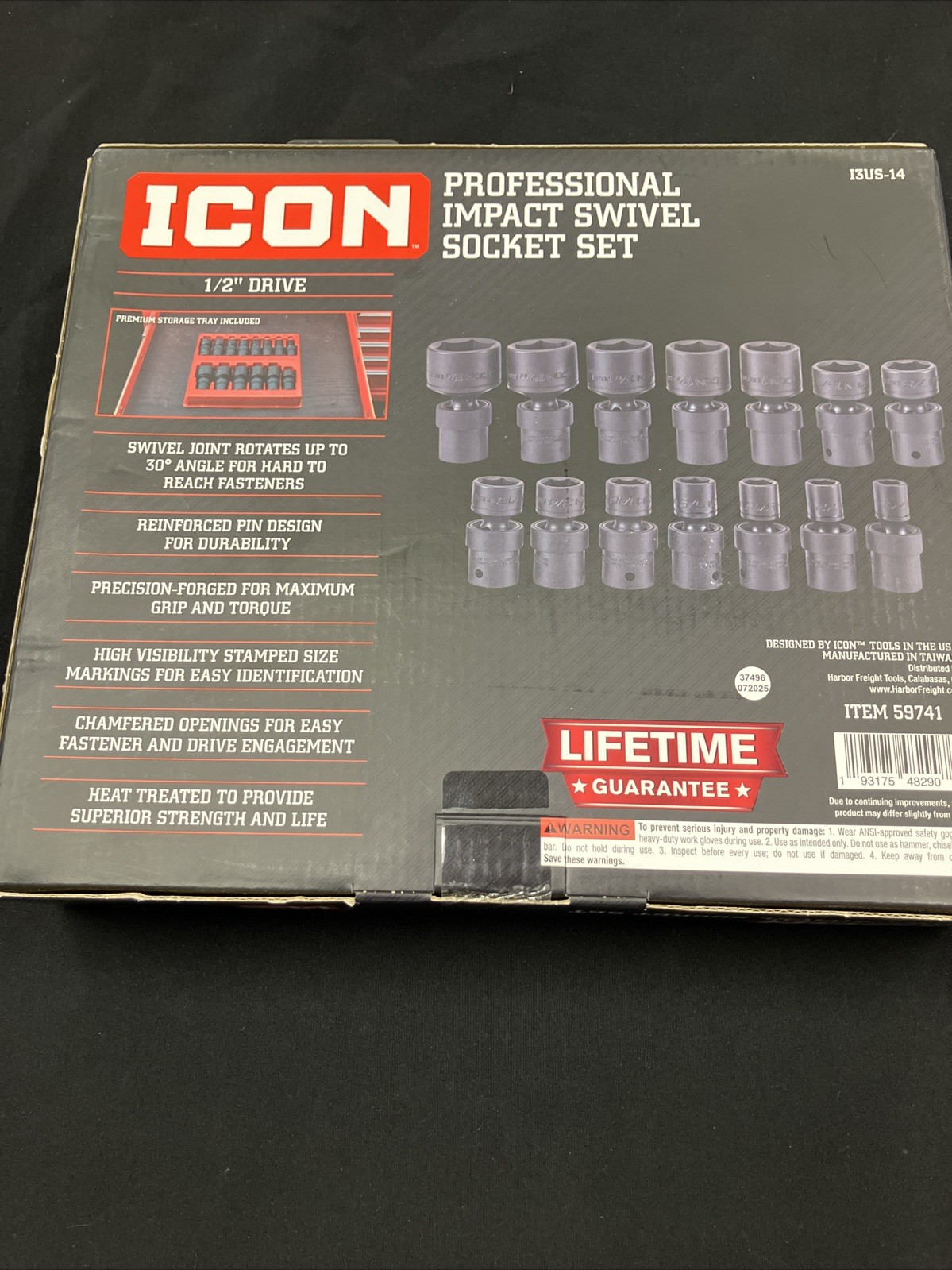ICON Professional Impact Swivel Socket Set 14pc 1/2″ Drive SAE 13US-14 59741