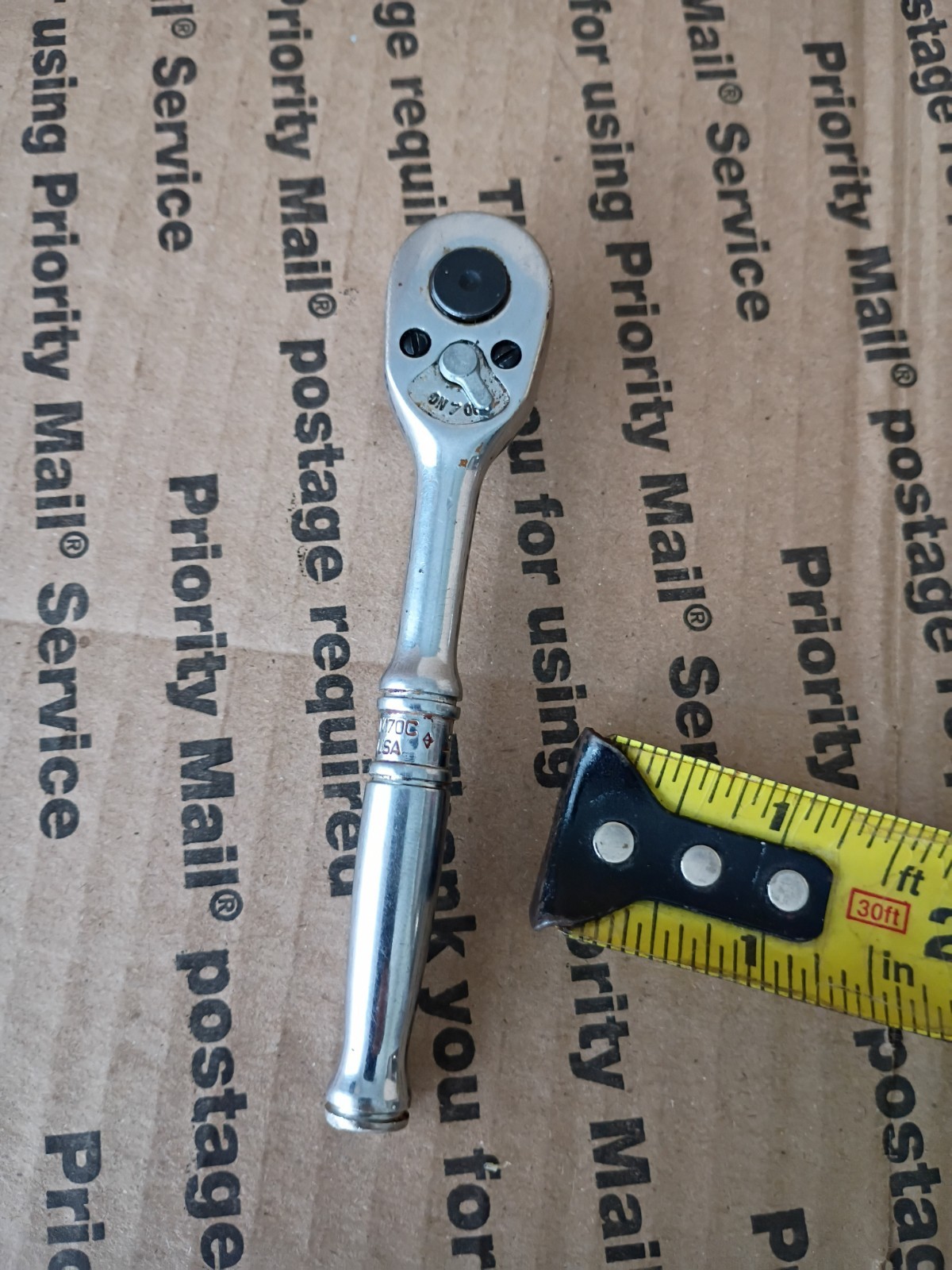 Snap On 1/4″ Drive 4-3/8″ Long Chrome Ratchet USA TM70C