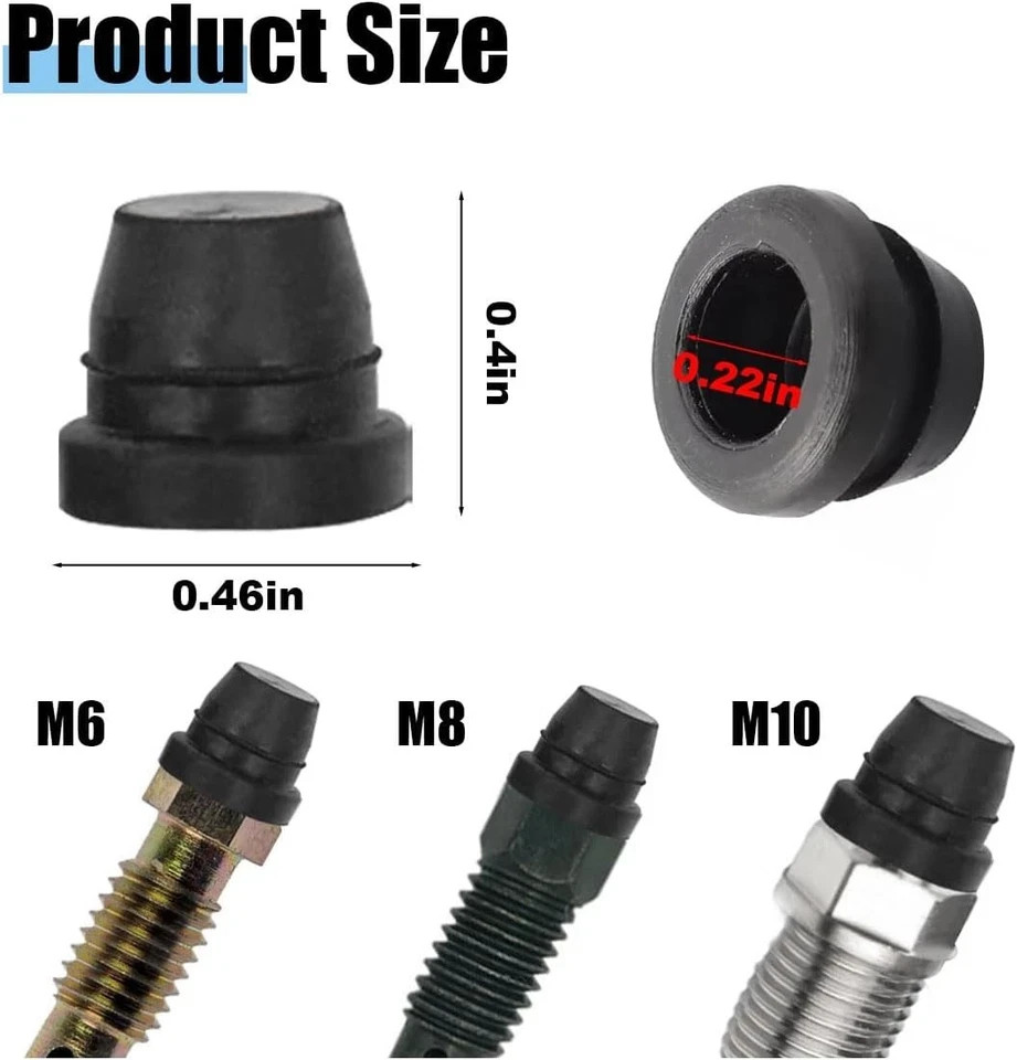 18PCS Car Brake Bleeder Screw Caps, Auto Rubber Grease Fitting 18PCS, Black