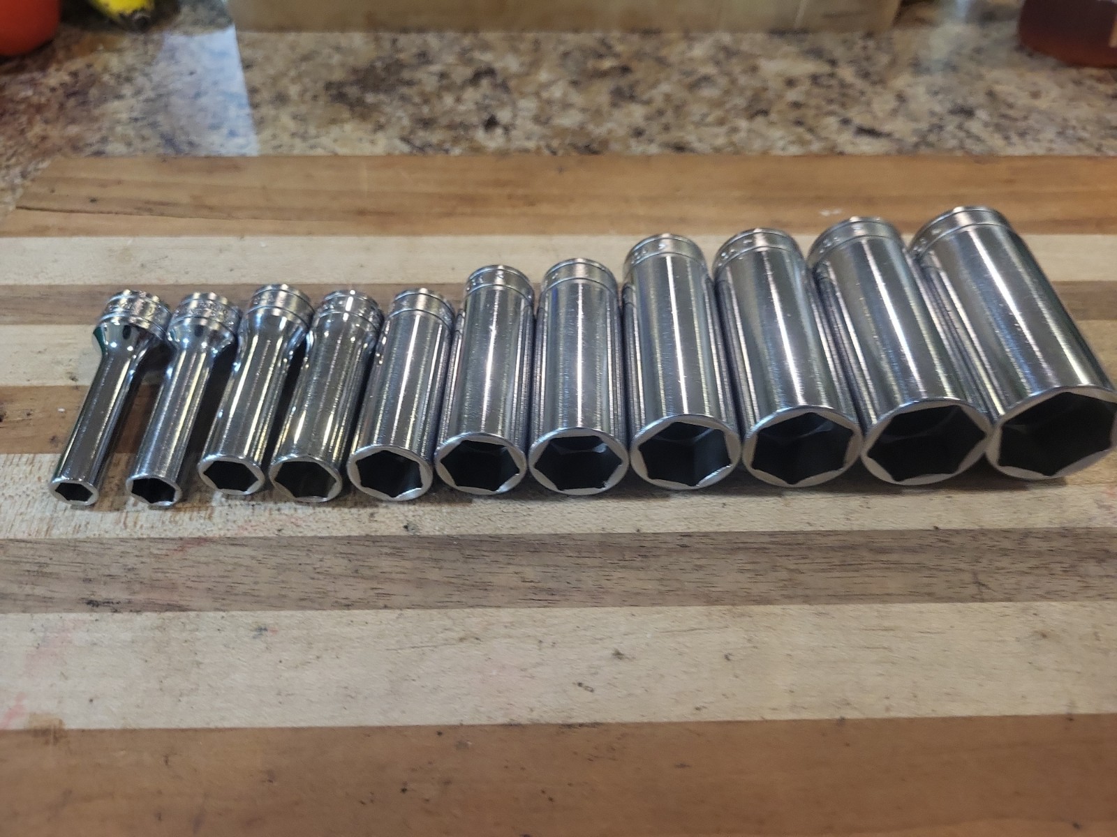 Snap-On 11 Pc. 3/8″ Dr. 6 Pt. SAE Deep Socket Set 211SFS. VGUC 🔥 🇺🇸