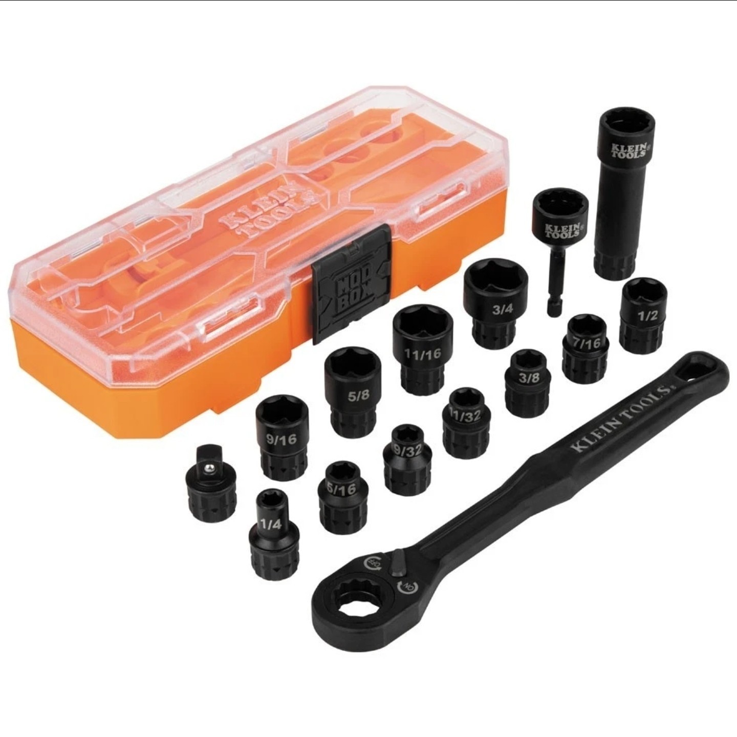 BRAND NEW! 8.5″ Klein Tools Impact Rated Pass Through Socket Wrench Set # 65400