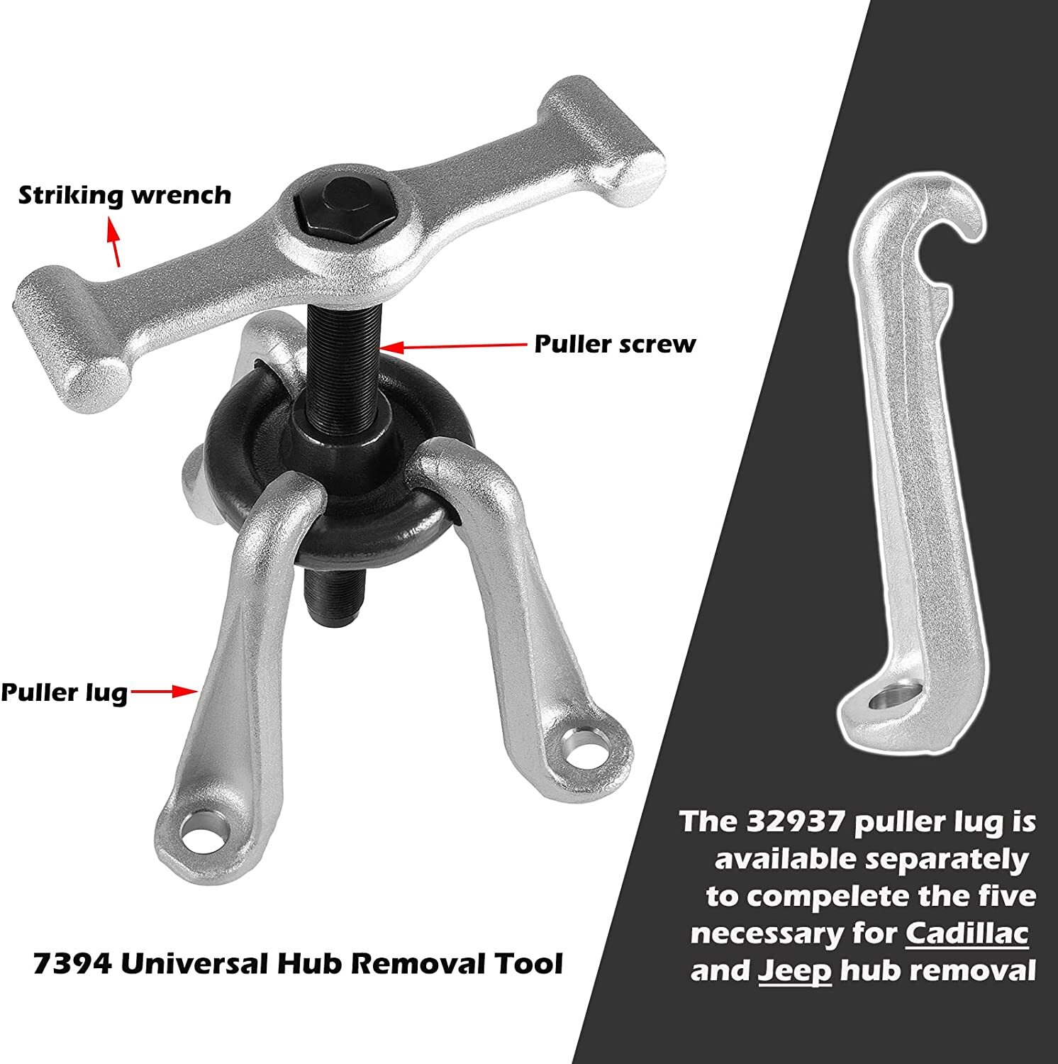 Universal Steel Hub Puller Wheel Hub Removal Tool 7394 for most models of car