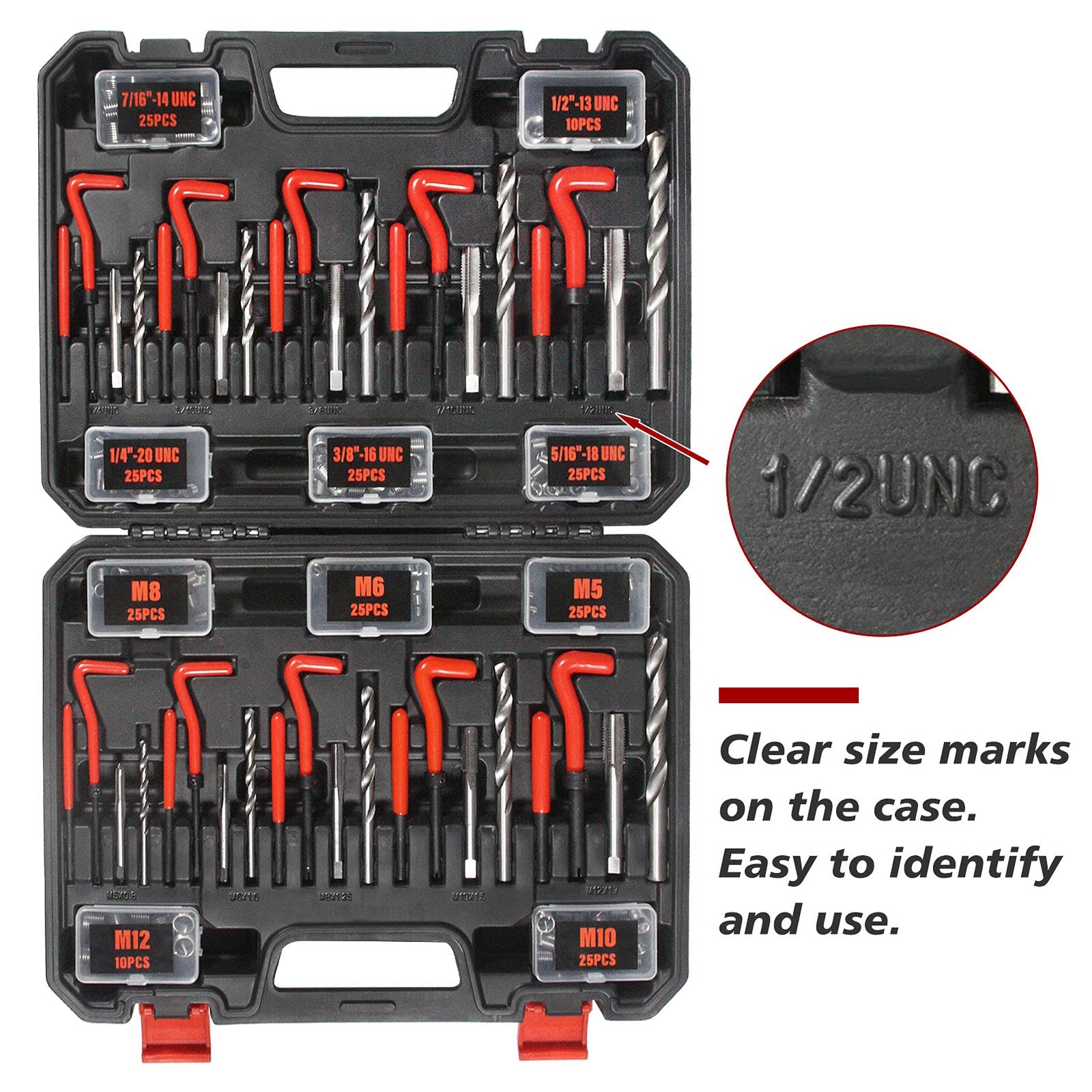 Thread Repair Kit, 261-Piece HSS Drill Helicoil 261 PCS SAE & Metric
