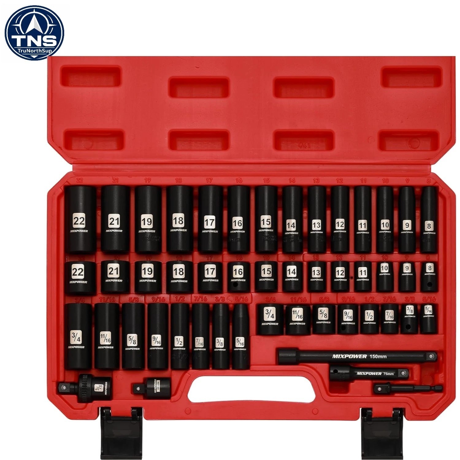 High-Torque 3/8″ Drive Deep Impact Socket Set – 49 Pieces, SAE & Metric