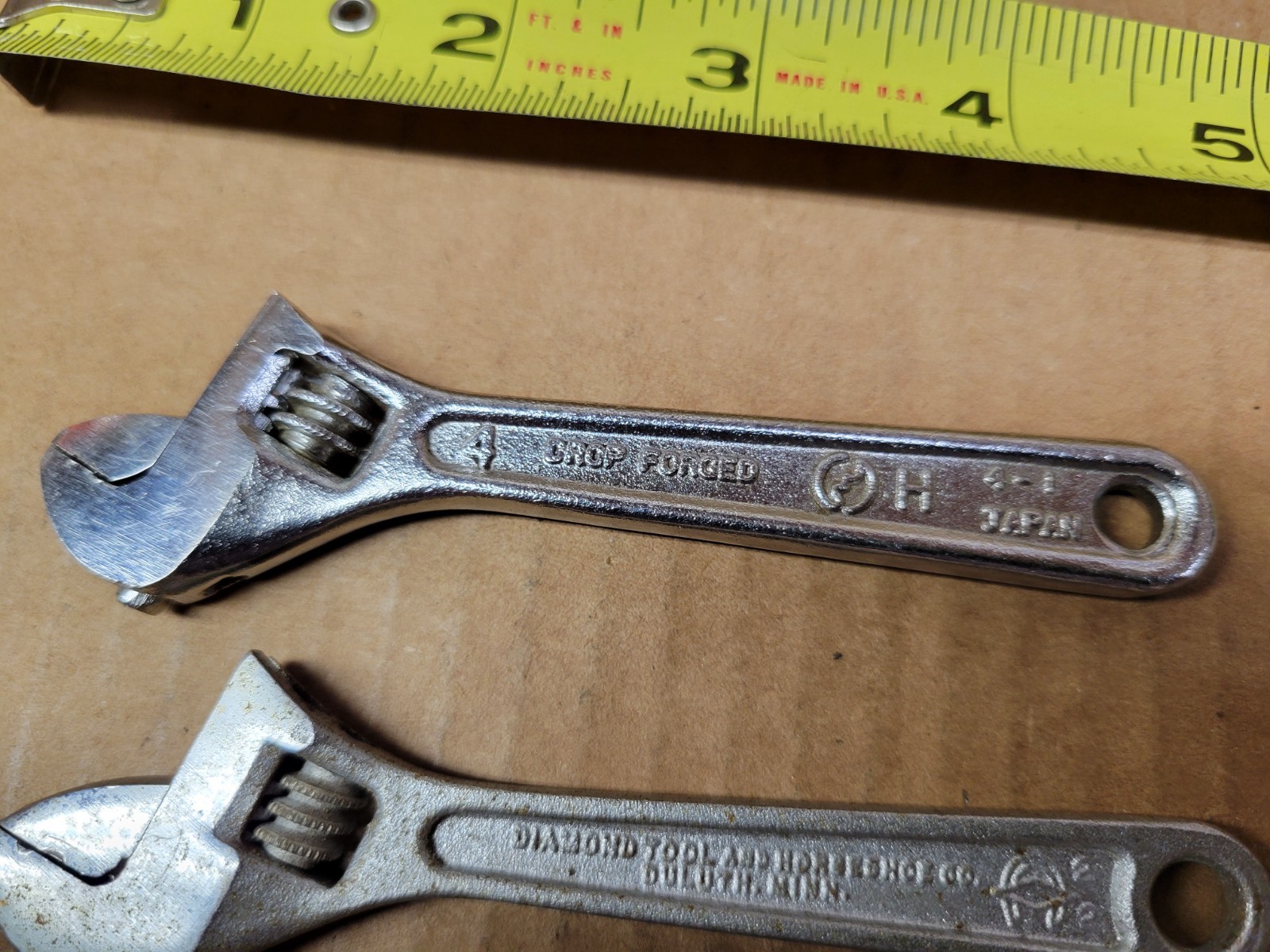 4-Piece 4″ Adjustable Wrench Lot Diamond Crestology Crescent Vanadium Super