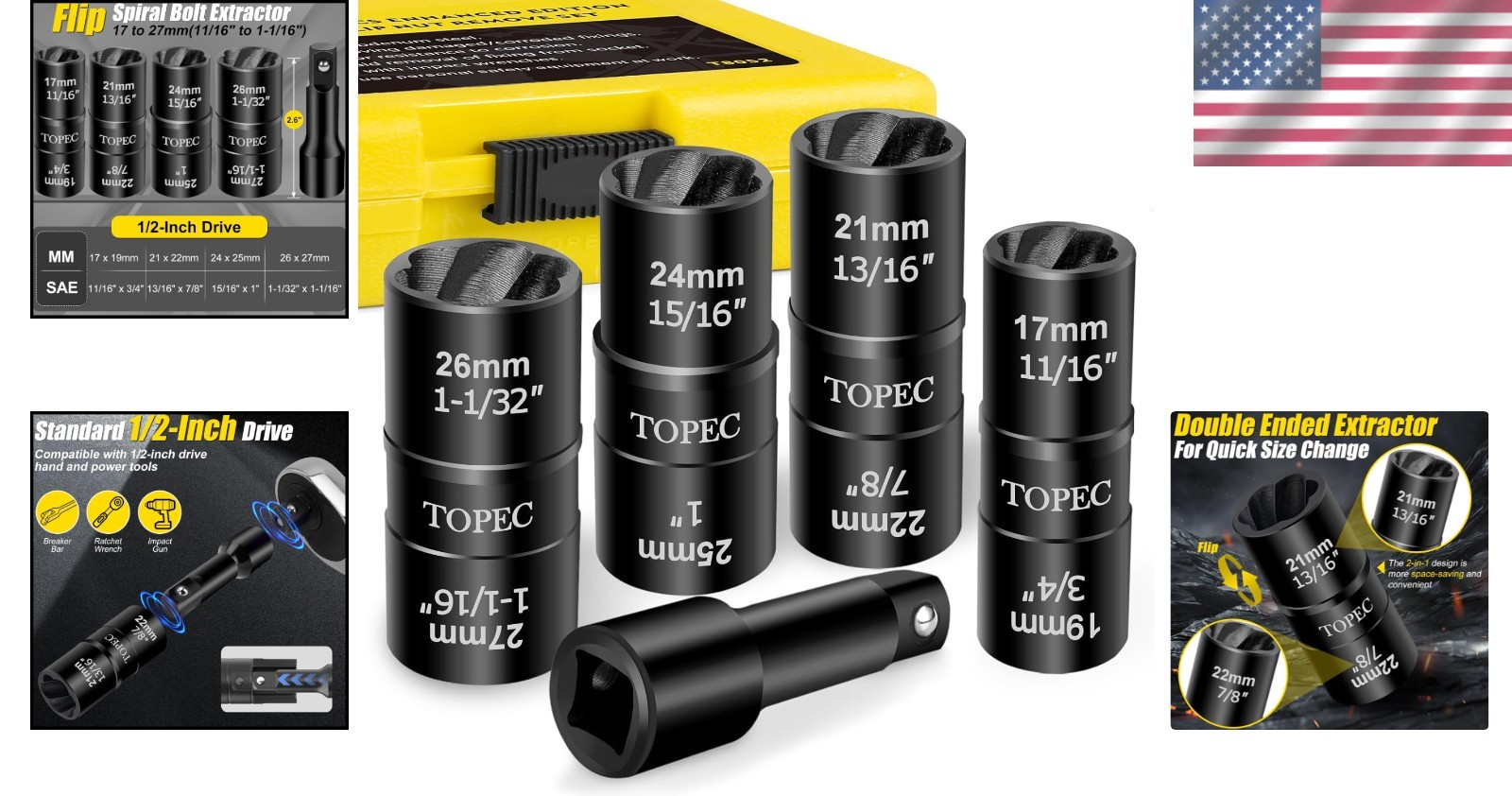 Heavy-Duty 1/2″ Drive Extractor Socket Set