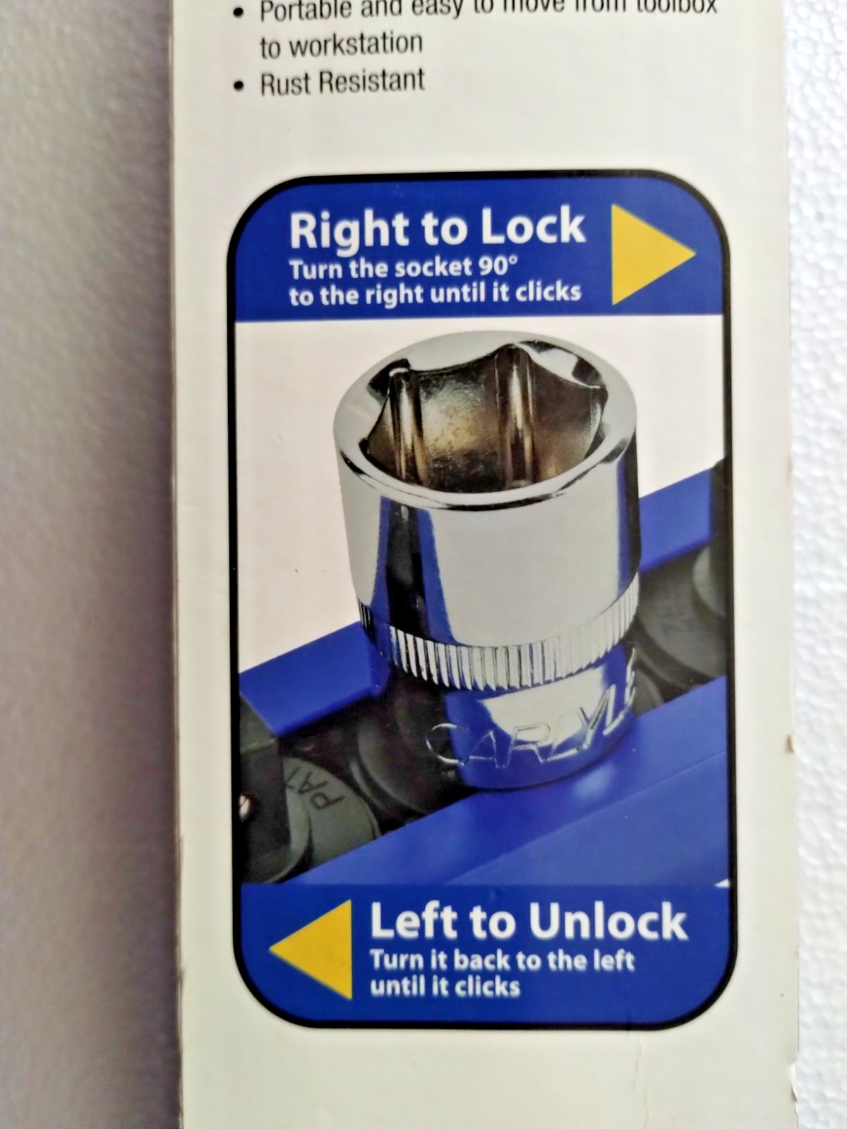 Carlyle Twist Lock Socket Holder Rail Holds 12 1/4″ Drive Sockets